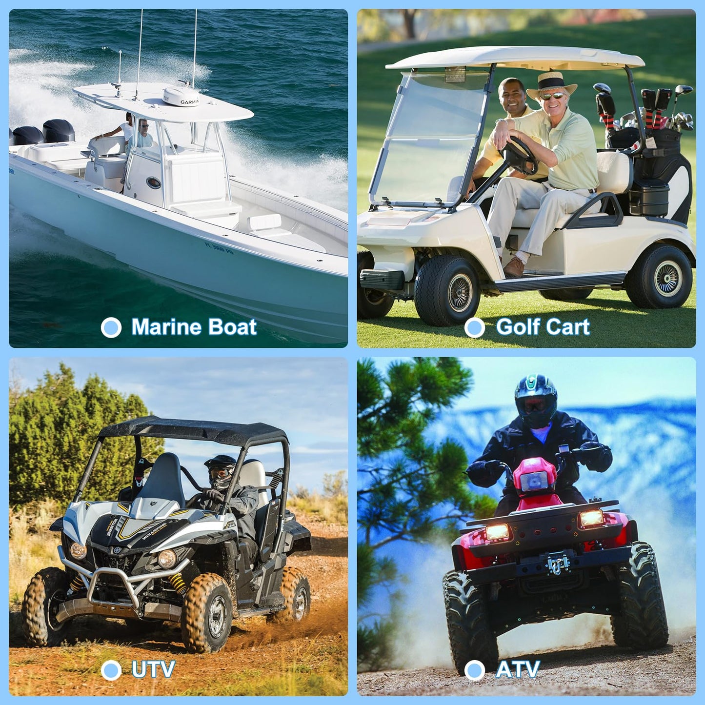 Herdio Altavoces Bluetooth para carrito de golf de 4 pulgadas, 240 W, impermeables, para exteriores, barco, ATV, UTV, RZR, caravana, tractor, camión, jeep, patio, Powersports, 2 pares (blanco)