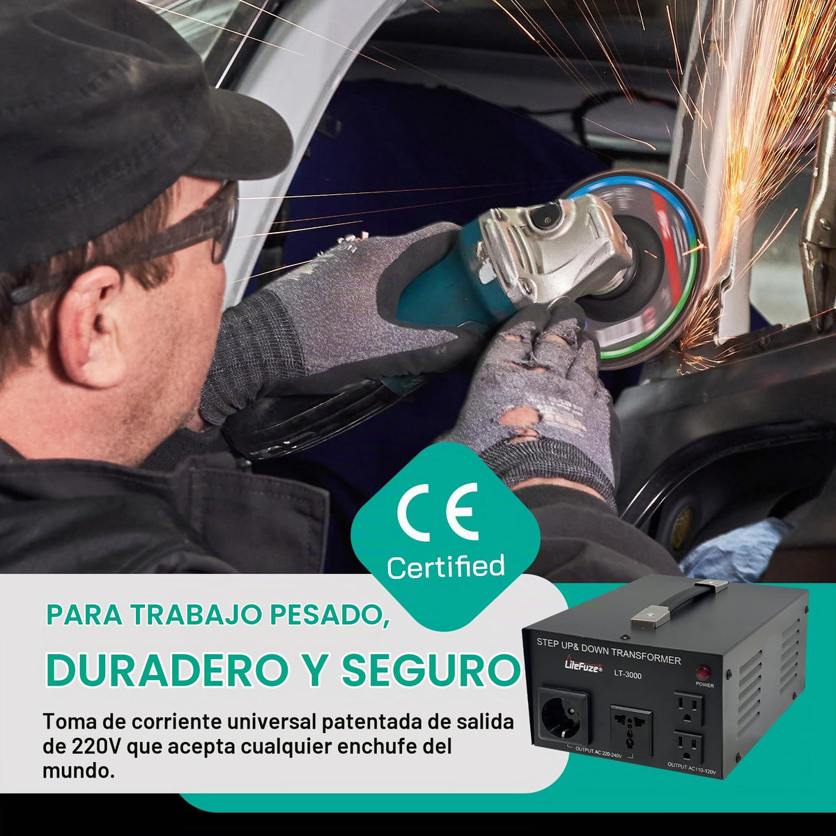 Convertidor de Voltaje LiteFuze LT Series 3000 W con Enchufe Universal Certificado CE