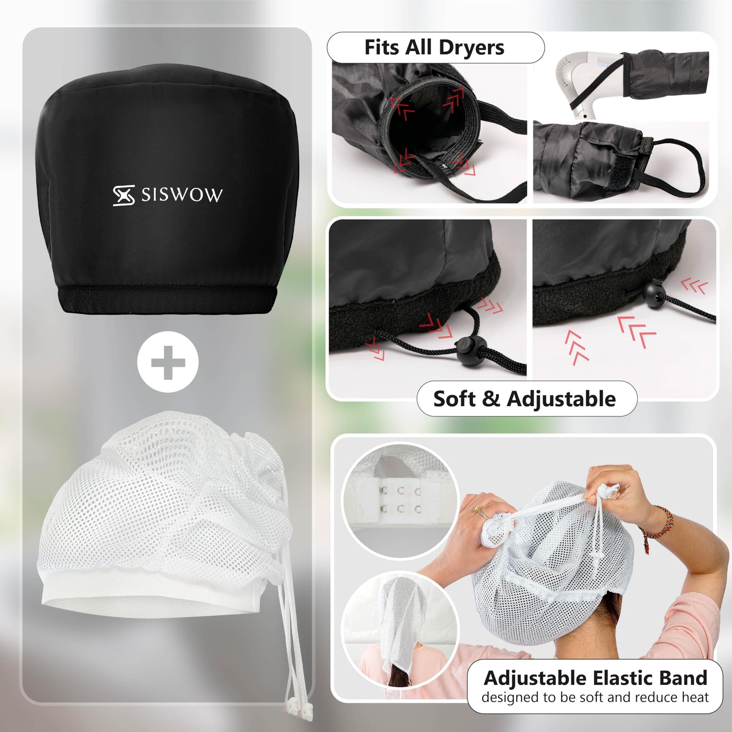 Gorro para secar el cabello rizado, tapa difusora para rizar, acelera el tiempo de secado, acondicionamiento profundo de seguridad en casa, portátil, ajustable