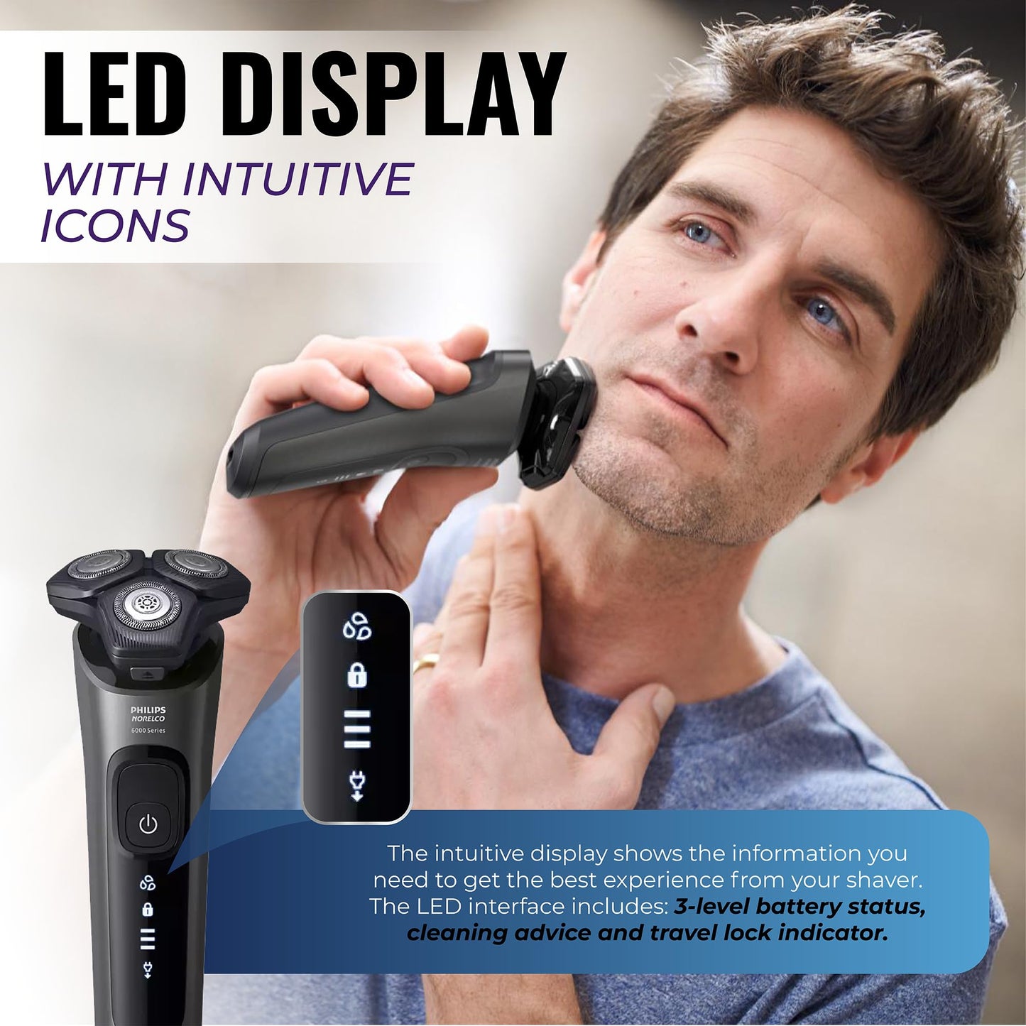 Philips Afeitadoras eléctricas para hombres, afeitadoras eléctricas recargables en húmedo y seco con tecnología SenseIQ, maquinillas de afeitar eléctricas inalámbricas para hombres con recortadora