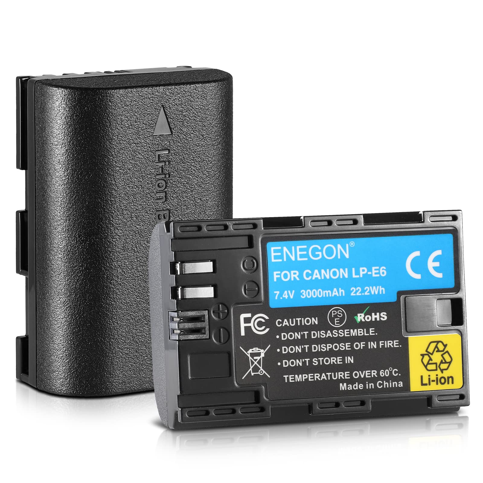 ENEGON LP-E6 LP-E6N Recargable Batería(2 * 3000 mAh) para Canon EOS 5D Mark II/III/IV, 5DS, 5DS R, 6D, 6D Mark II, 7D, 7D Mark II, 60D, 70D, 80D, 90D Cameras