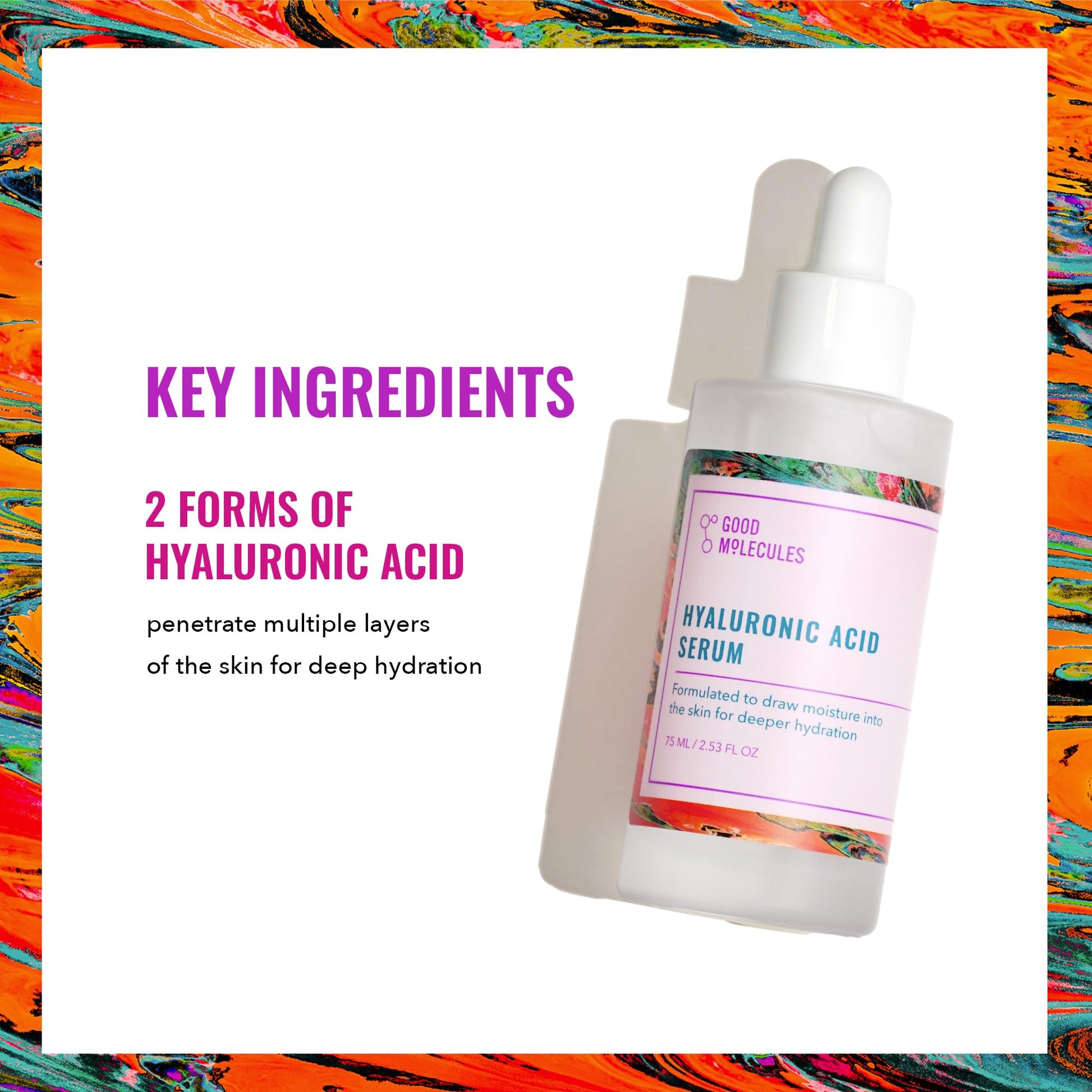 Good Molecules Hyaluronic Acid Serum 75ml - Deep Hydration for Dry Skin, Non-greasy Formula to Moisturize, Plump, Firm, and Smooth for Youthful Skin - 10% HA, Water-Based, Fragrance-Free, Cruelty-Free