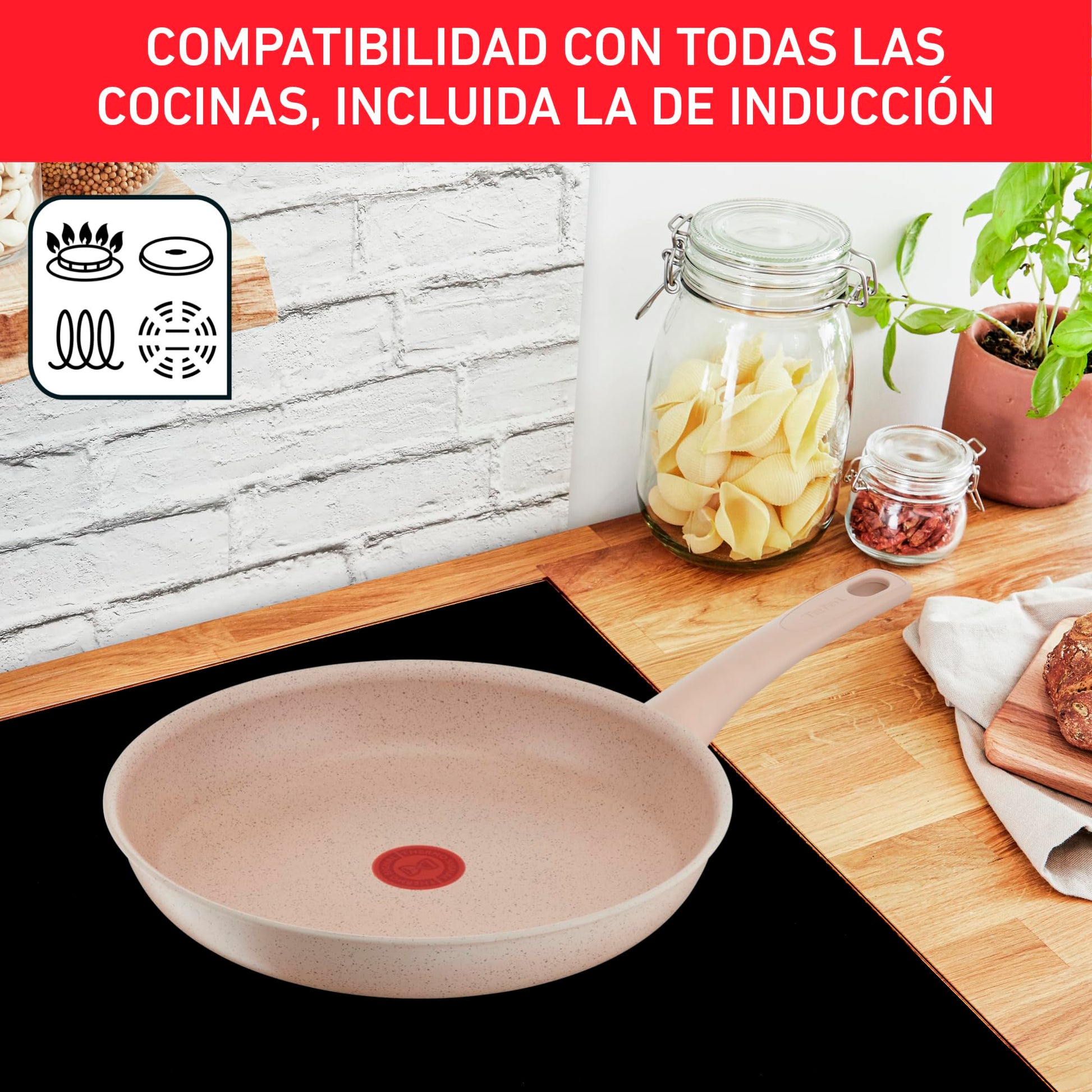 Batería de Cocina T-fal Aluminio Negro Antiadherente con Termo Señal y Termo-Fusión