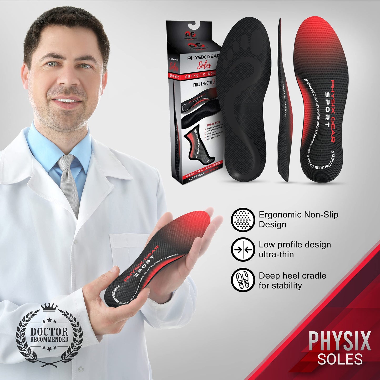 Plantillas Ortopédicas Physix Gear Sport XS para Fascitis Plantar y Arco Plantar