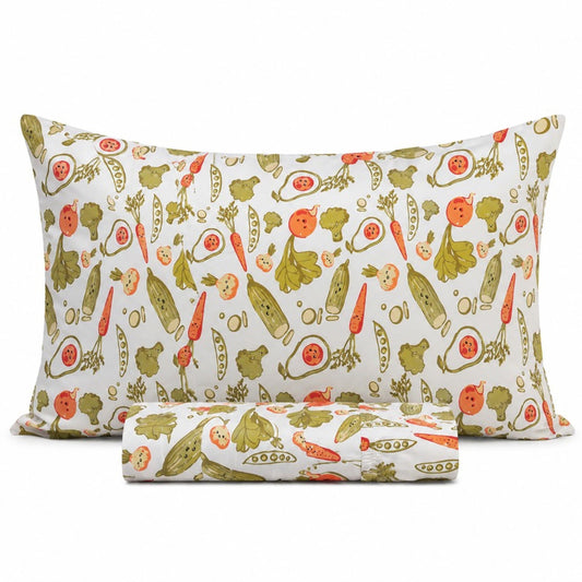 Salt Earth - Sábana bajera ajustable para niños, 100 % algodón, 210 hilos, sábana bajera individual, cama para niños, juego de cama de 2 piezas, 1 sábana bajera y 1 funda de almohada, sábanas