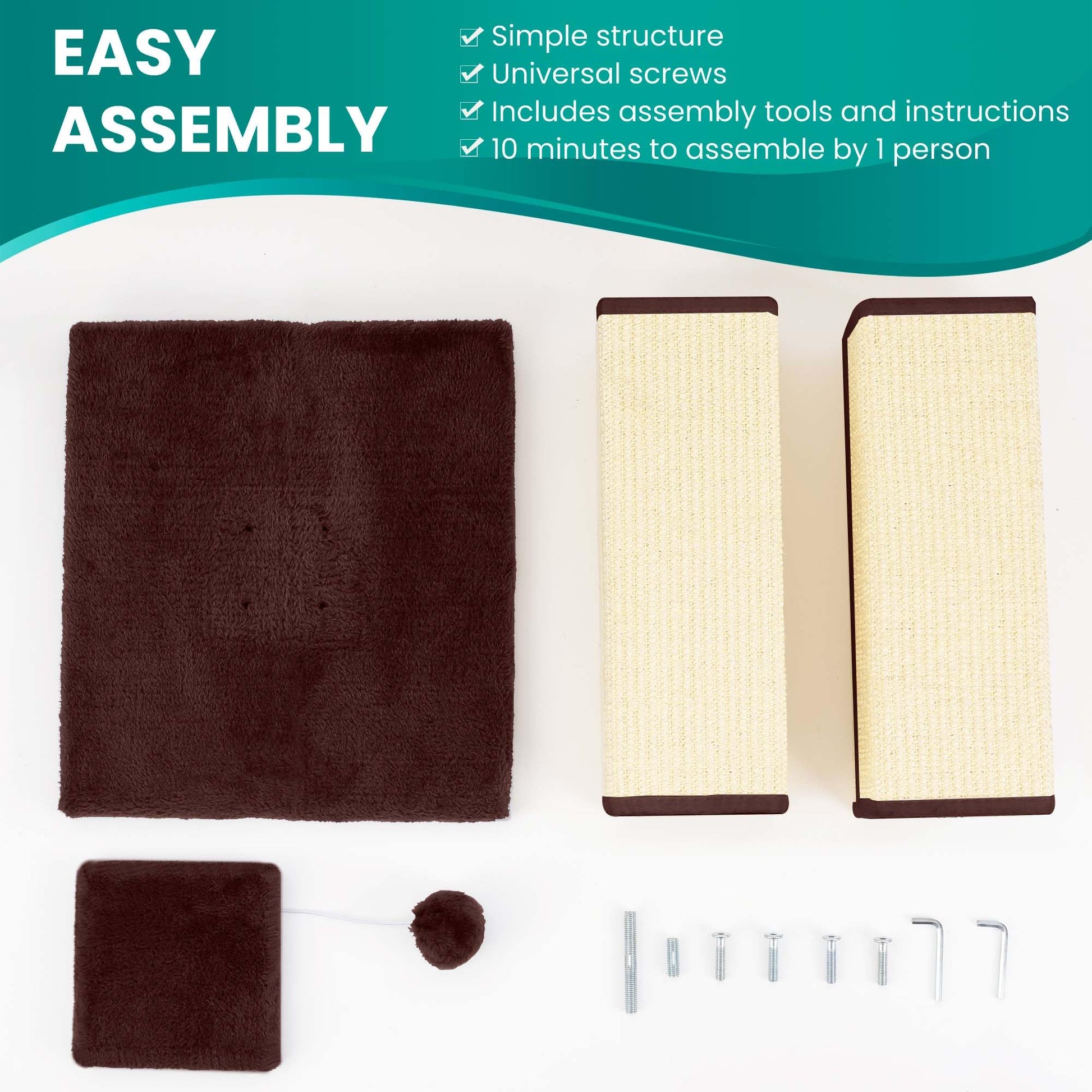 Poste Rascador YULOYI Café con Sisal Natural para Gatos Grandes y Gatitos de Interior