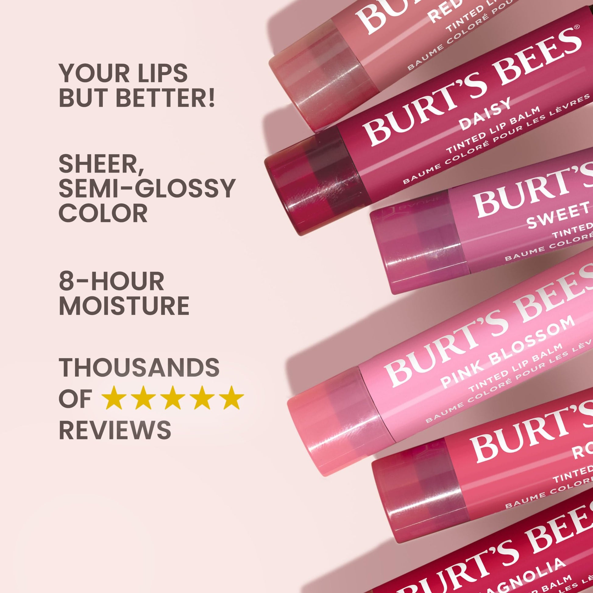 Burt's Bees 100% Natural Tinted Lip Balm, Zinnia with Shea Butter & Botanical Waxes - 1 Tube, Pack of 2