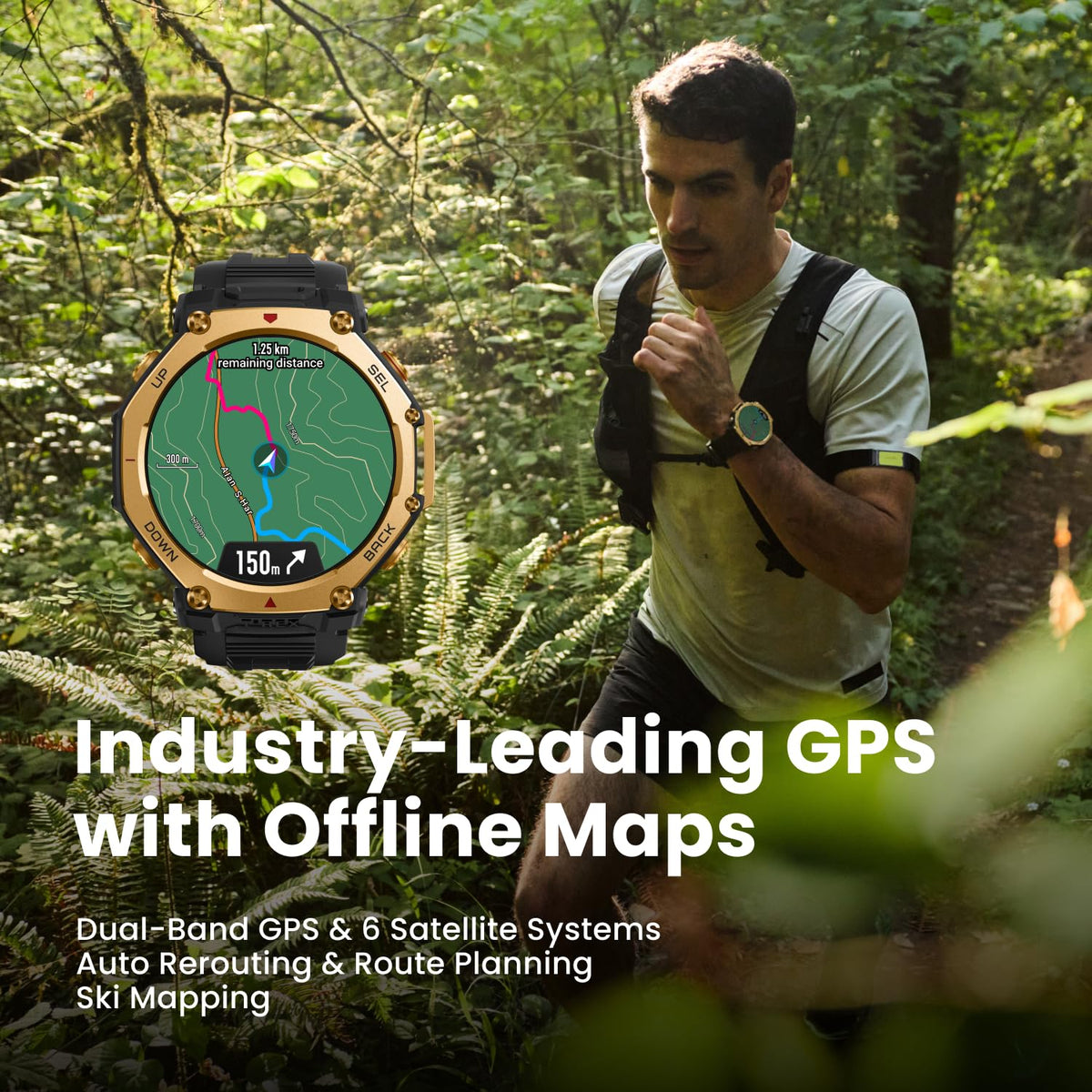 Reloj Inteligente Amazfit T-Rex 3 Pro Negro con Pantalla AMOLED y GPS Doble Banda para Exteriores
