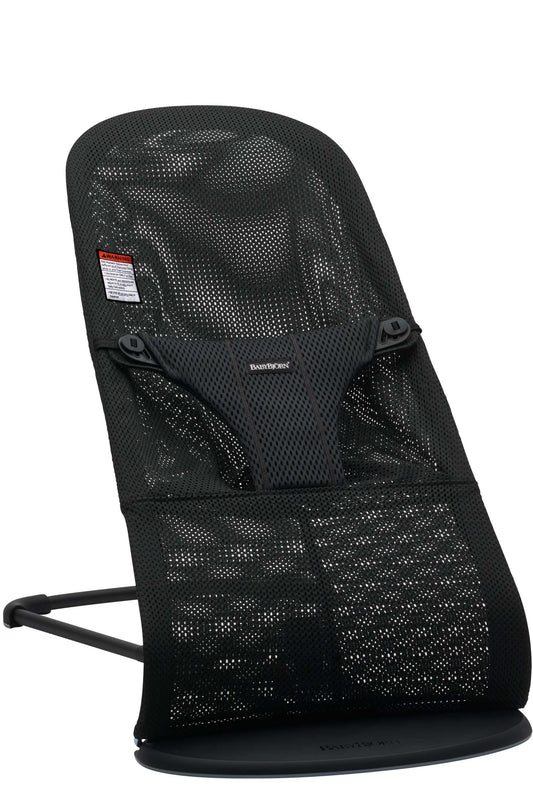 BabyBjörn Bouncer Bliss, Black Frame, Mesh, Black 2-in-1 Adjustable Baby Bouncer Seat and Toddler Chair, Newborn to Toddler (8-29 lbs), 4 positions, Lightweight & Portable