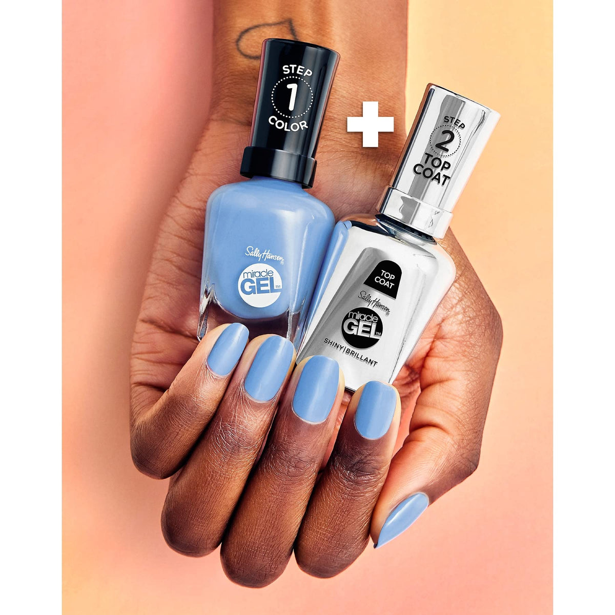 Sally Hansen Miracle Gel Nail Polish, Shade Get Mod 789 with Shiny Top Coat Duo Pack (el embalaje puede variar)