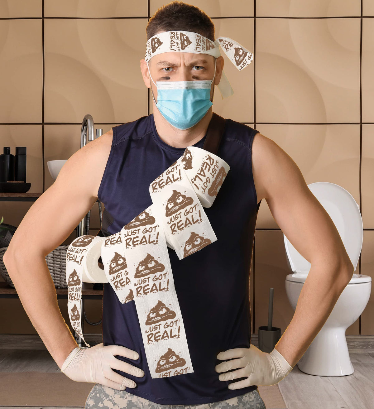 Papel Higiénico Impreso TP Just Got Novedoso para Broma y Decoración para Hombre y Mujer