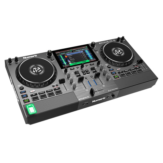 Controlador DJ Numark Mixstream Pro Go portátil con batería y pantalla táctil