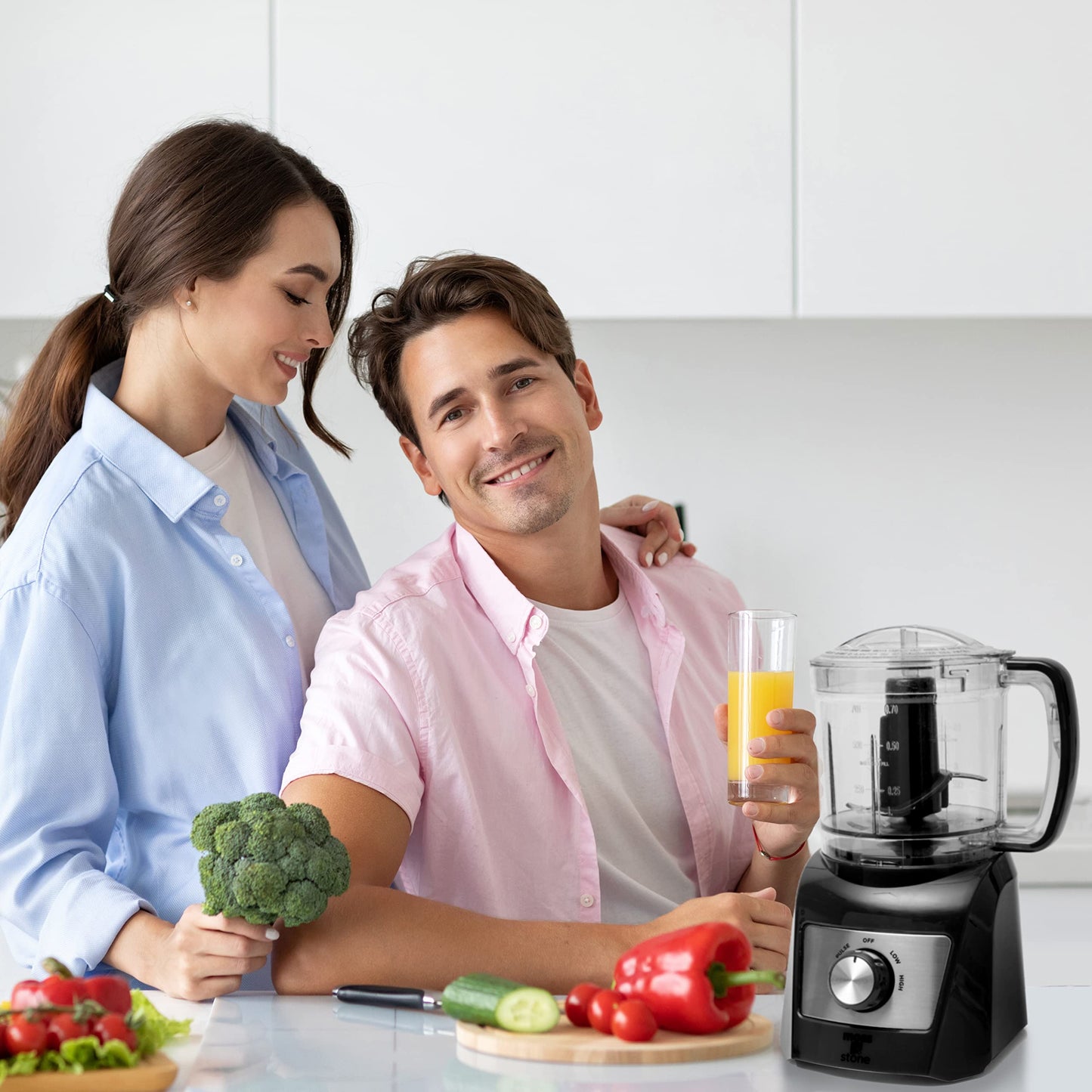 Mini Procesador de Alimentos Moss & Stone Plateado con Picador de Verduras de 300 Vatios y 2 Velocidades