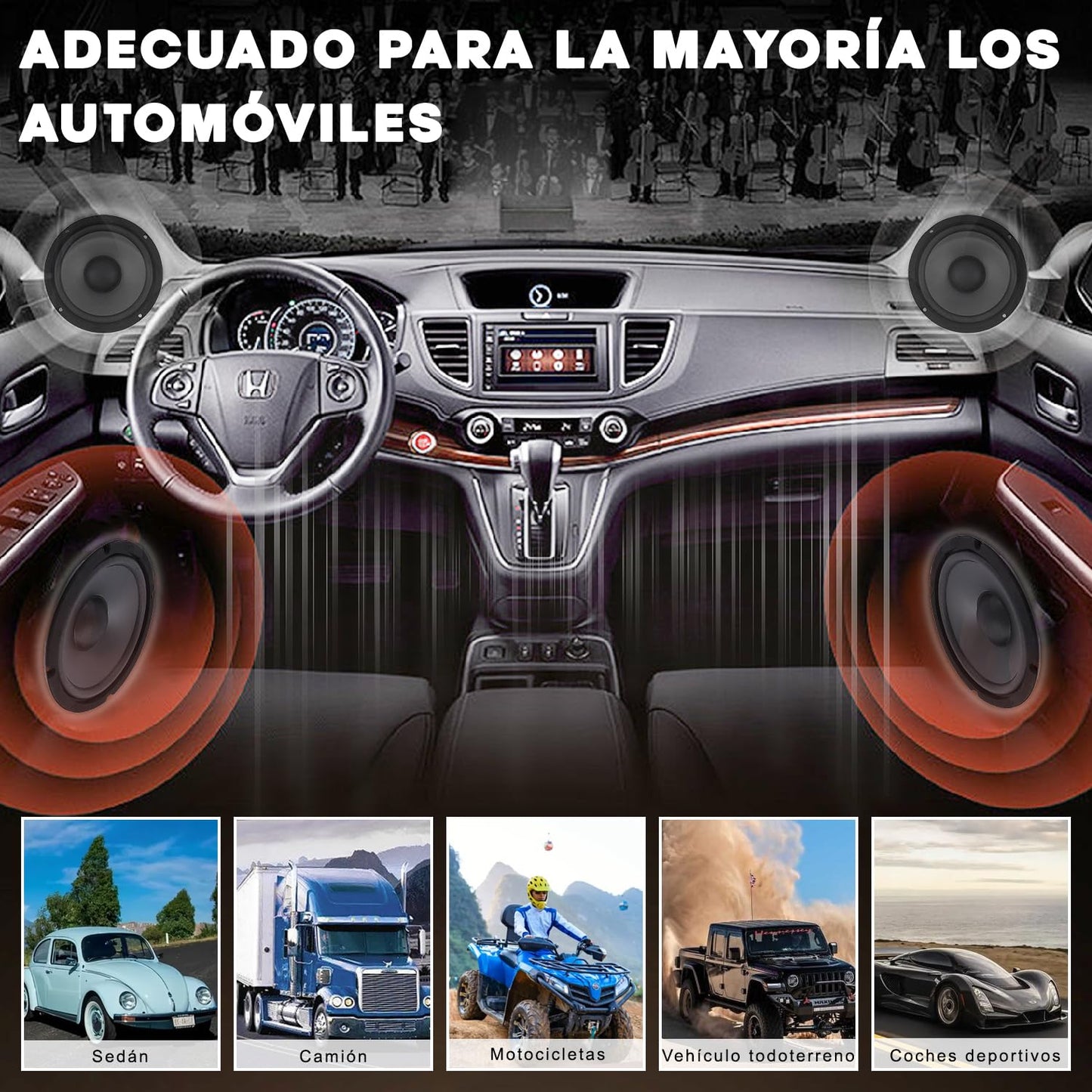 Altavoces para Automóvil VIDA4U 6.5 Pulgadas 600 W Gama Completa 4 Vías Fácil Instalación