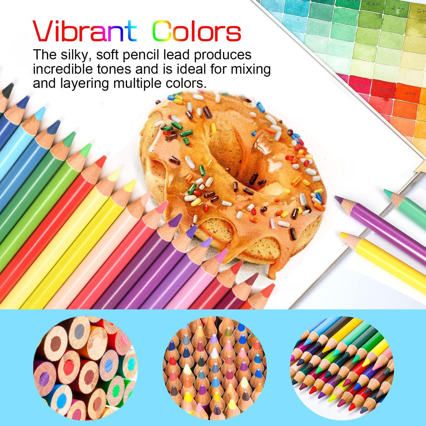 Lápices de Colores, Juego Profesional de 120 Colores, Núcleos a Base de Cera Suave Numerados, Para Dibujar, Dibujar, Sombrear y Colorear