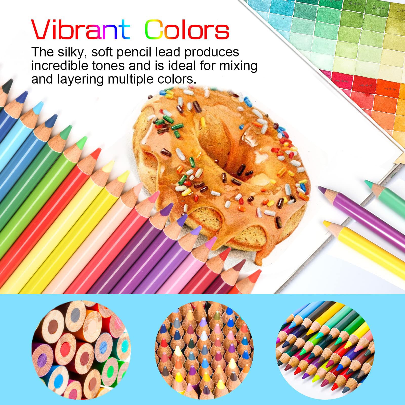 Lápices de Colores, Juego Profesional de 120 Colores, Núcleos a Base de Cera Suave Numerados, Para Dibujar, Dibujar, Sombrear y Colorear