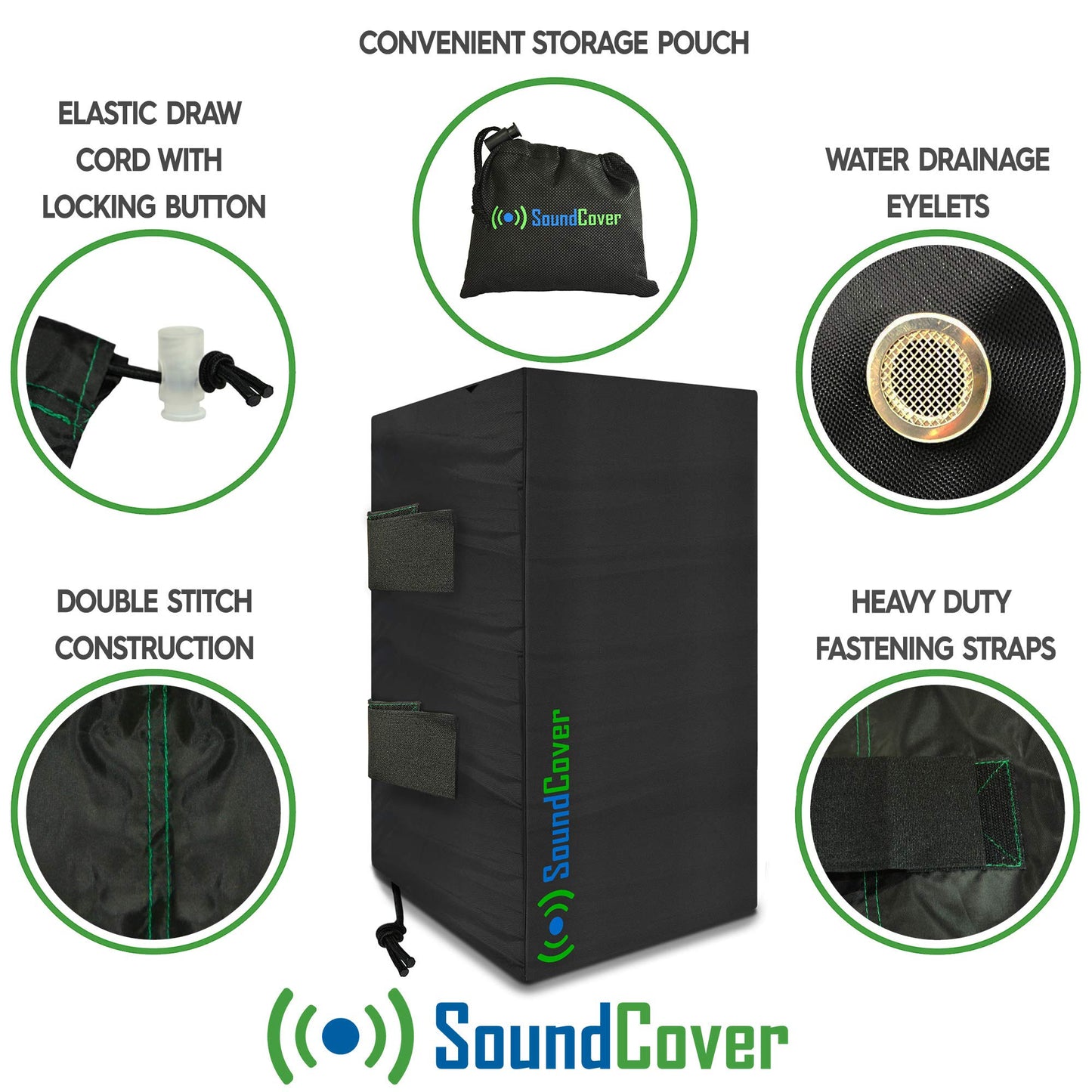 Protección solar, antipolvo y de agua para altavoces al aire libre– Cubiertas para altavoces al aire libre para Yamaha AW294BL, Tecnología Definitiva AW 5500, Polk Audio Atrium 6 por Sound Cover, Negro, Two Covers, 2