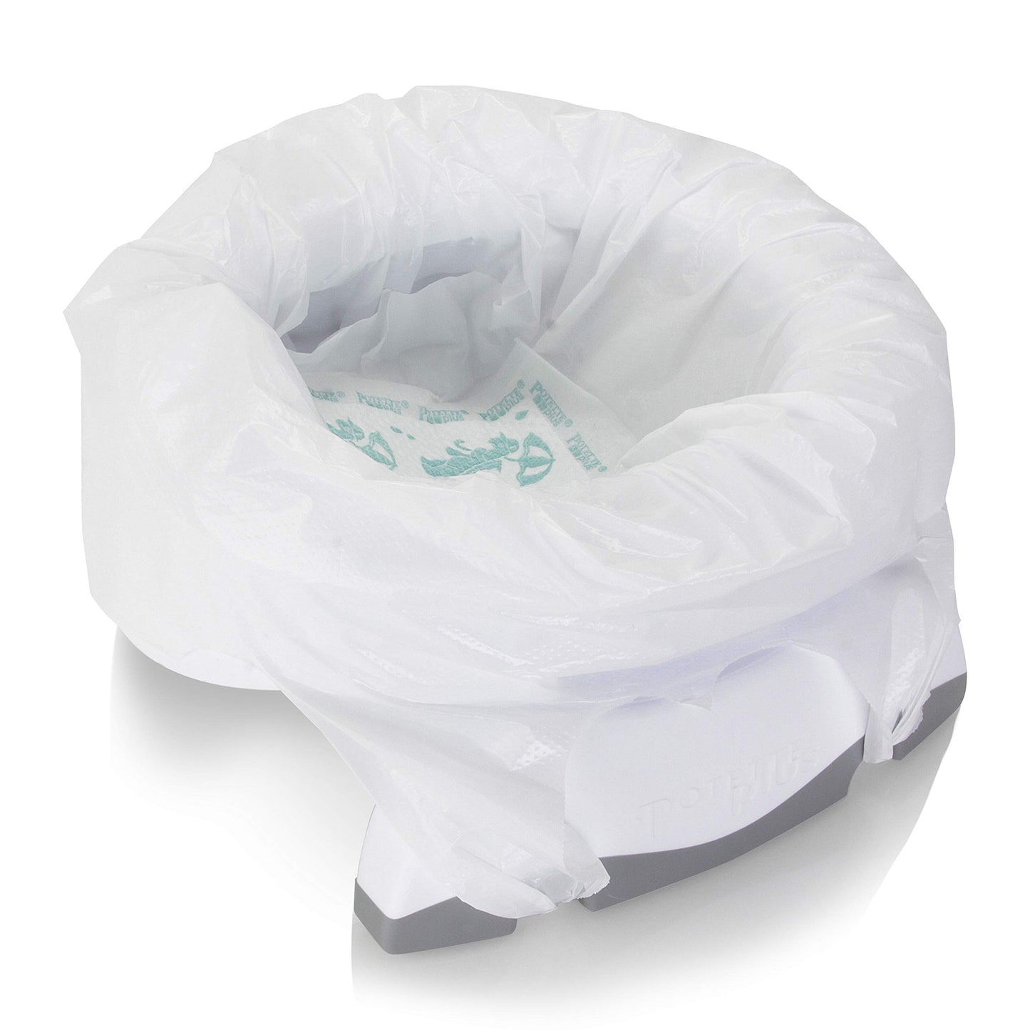 Kalencom Potette Plus Premium: Potty de Viaje Portátil con Liner Reutilizable y 10 Liners Desechables. 2-en-1: Potty y Anillo de Entrenamiento. Blanco