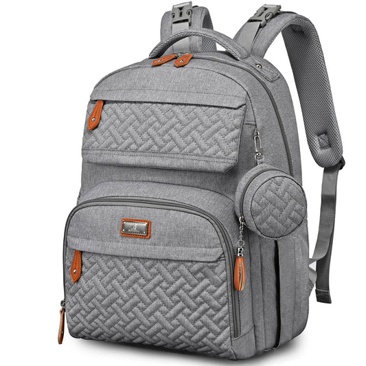 Mochila para Pañales BabbleRoo Gris con Cambiador y Accesorios Unisex