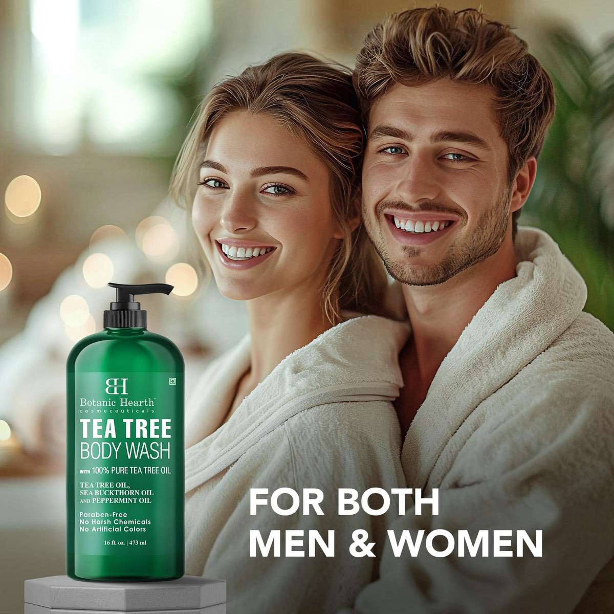 BOTANIC HEARTH Tea Tree Body Wash, ayuda a los hongos de las unas, los atletas de los pies, los gusanos de anillo, el picor del caldo, el acne, el eczema y el olor corporal, alivia el picor y promueve la piel y los pies saludables, naturalmente perfumados