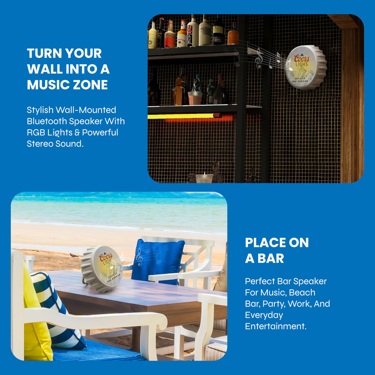 Altavoz Bluetooth Coors Luz Cambiante Radio FM para el Hogar