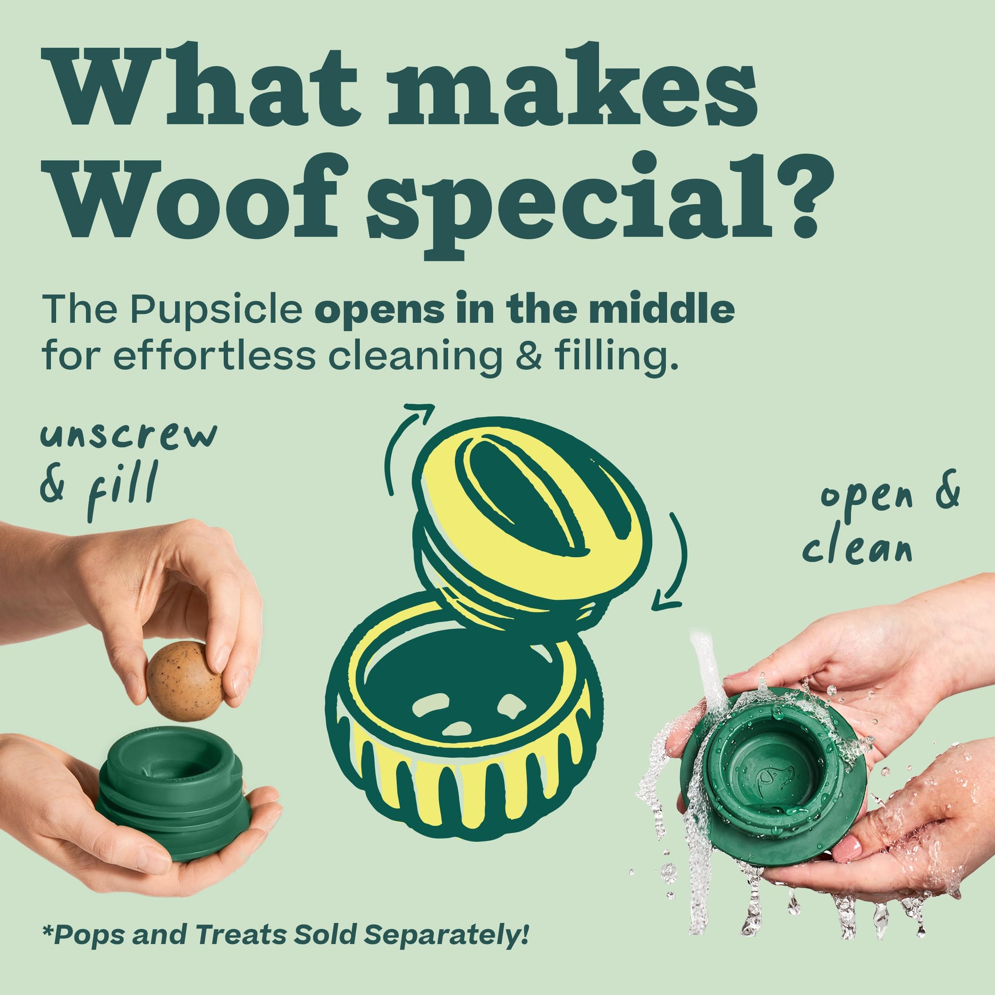 Juguete para Perros Woof Pupsicle Pequeño Larga Duración Rellenable Fácil de Limpiar para Cachorros 10 a 25 Libras