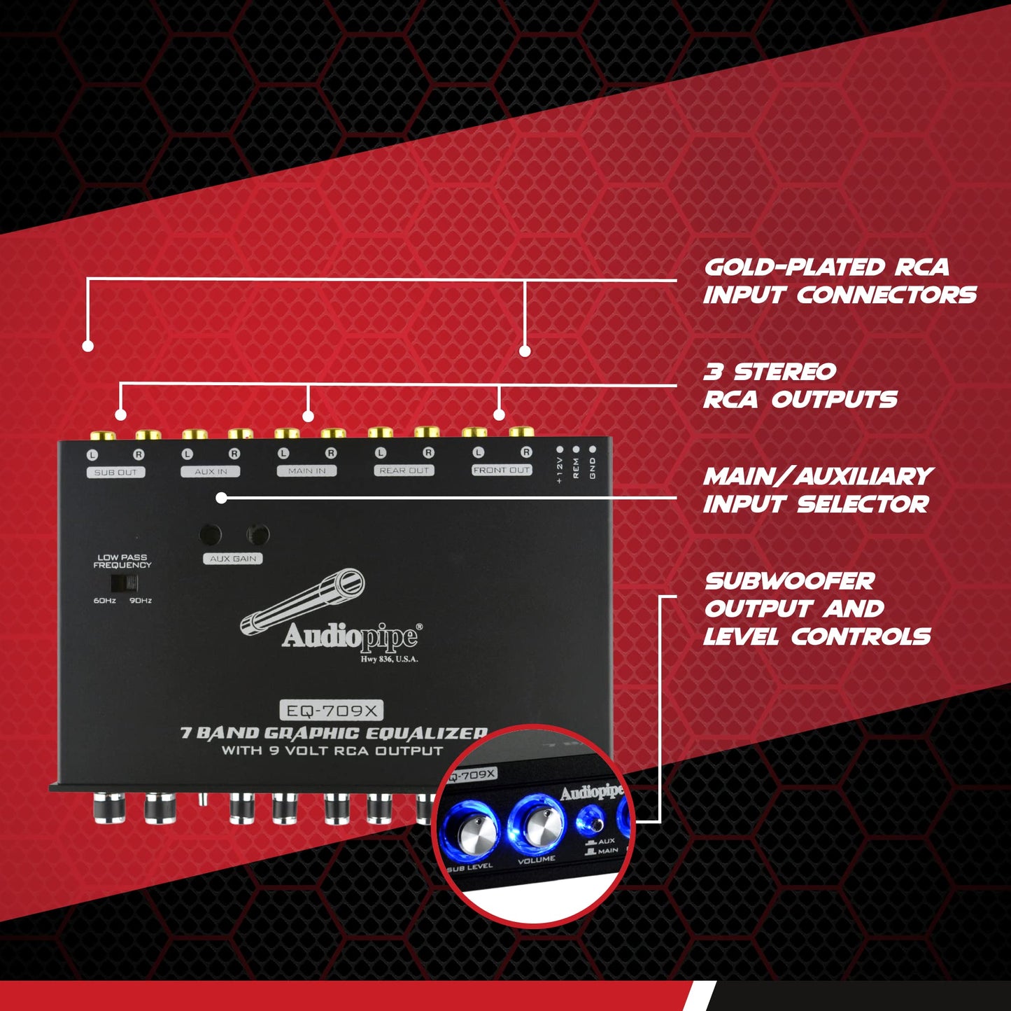 Audiopipe EQ-709X 7-Band Graphic In-Dash Equaliser