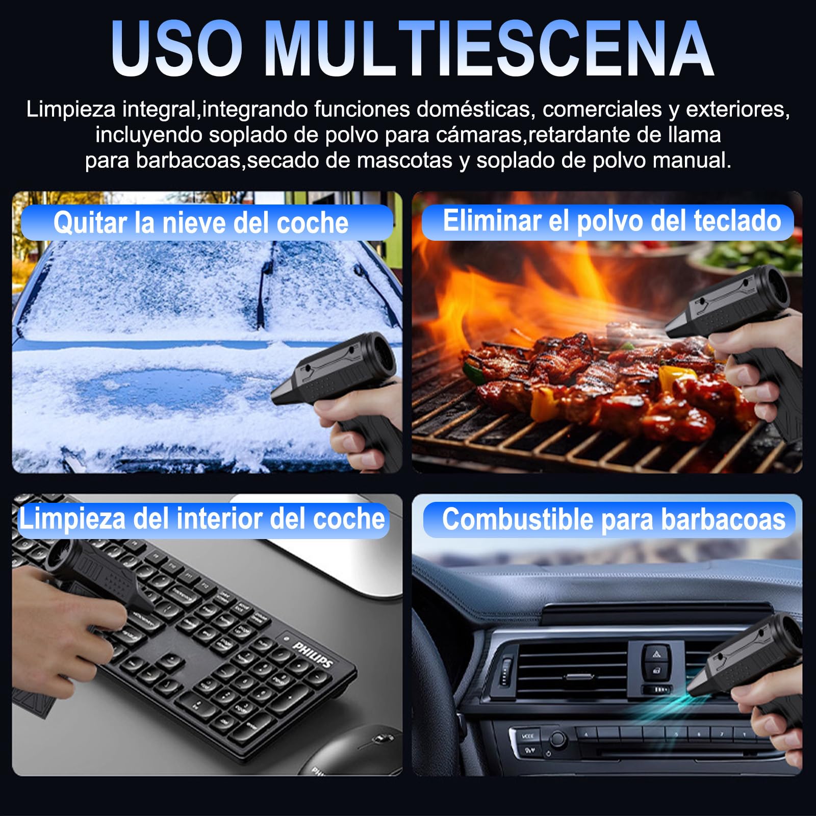 Plumero Electrico Inalámbrico Con Batería Recargable Plumero Electrico Ajustable de 14000RPM Para PC, Laptop, Muebles y Coche