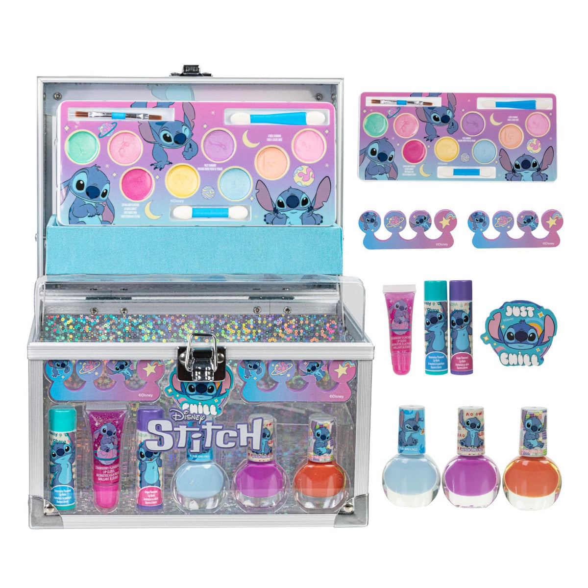 Stitch Set de Maquillaje para Niñas Gloss y Esmalte con Maletín de Belleza