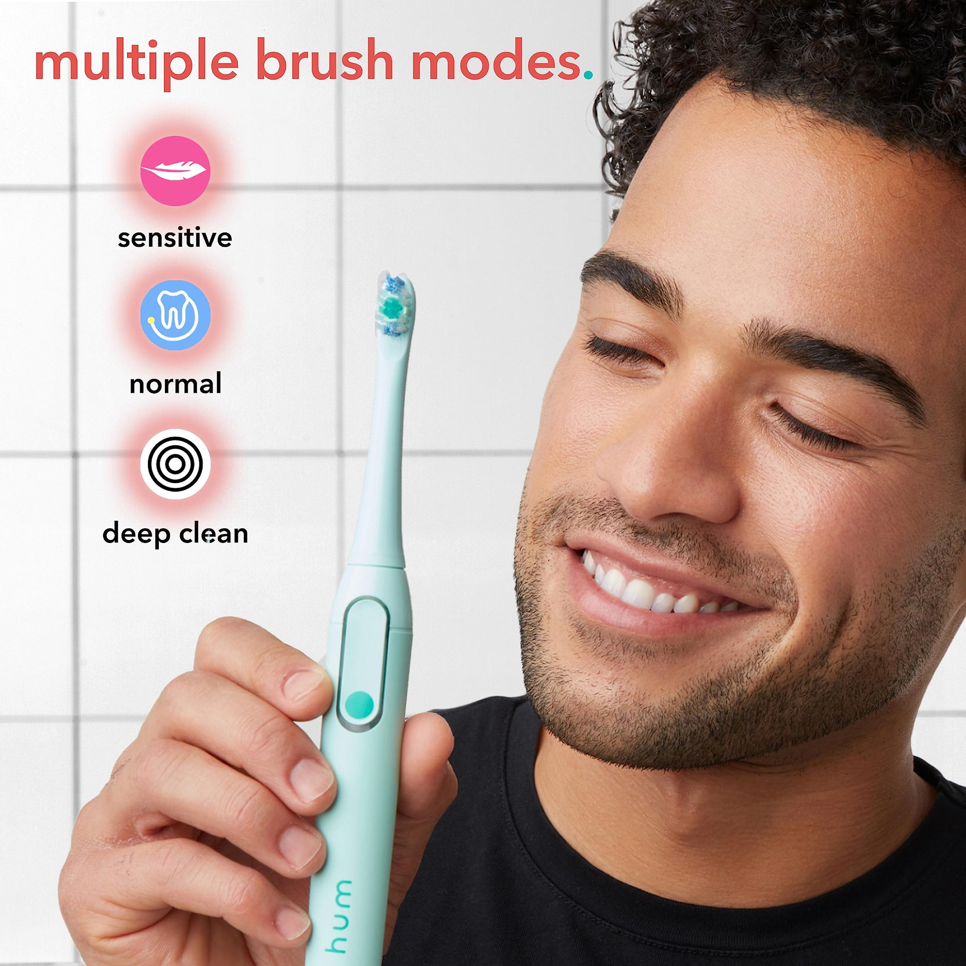 hum by Colgate Smart Electric Toothbrush Kit, Rechargeable Sonic Toothbrush with Travel Case & Bonus Replacement Brush Head, Teal