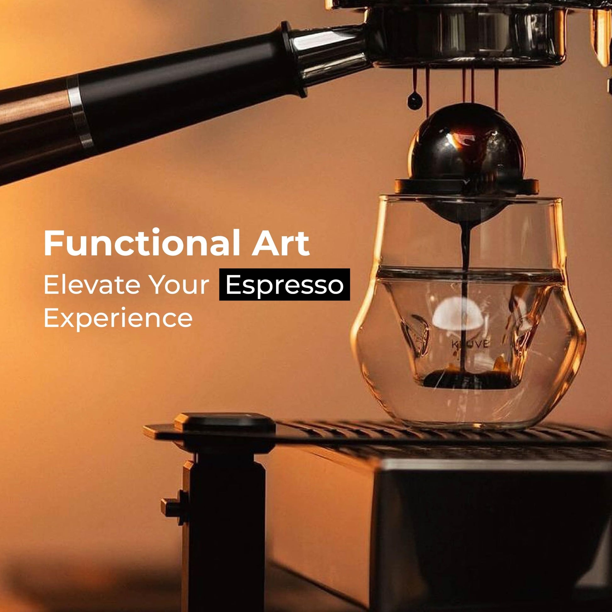 KRUVE Propel - Vaso de expreso, hecho a mano, de doble pared, transparente, 0.1 oz, diseño científico (juego de dos)