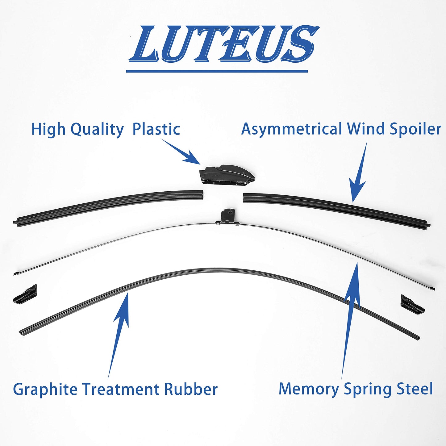 LEUTEUS Limpiaparabrisas de 55.9 cm + 45.7 cm, calidad OEM, repuesto de alta calidad para todas las estaciones (juego de 2), con 1 toalla extra de microfibra de alta calidad