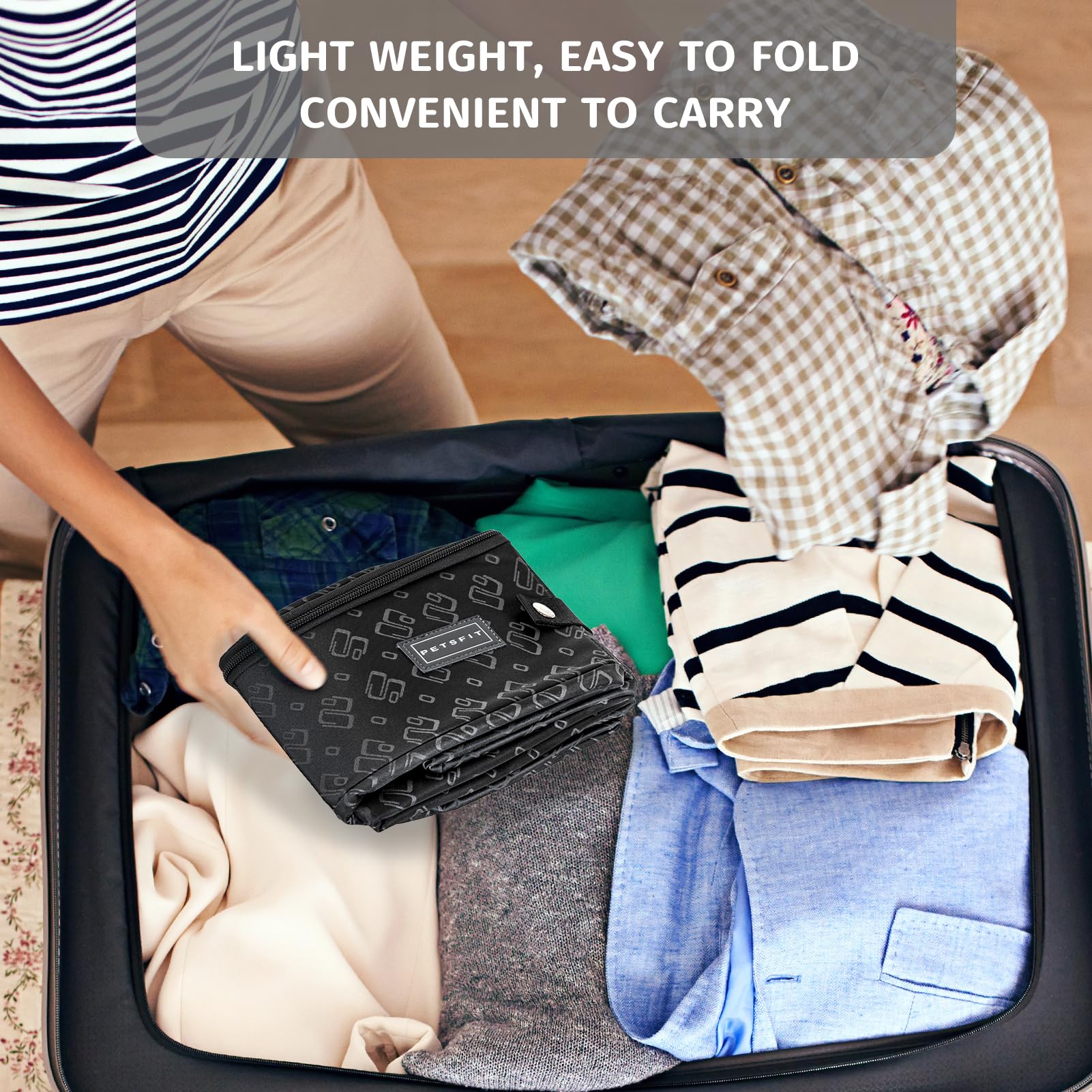 Caja de Arena Portátil Petsfit Beige Antifugas Plegable para Gatos en Viajes