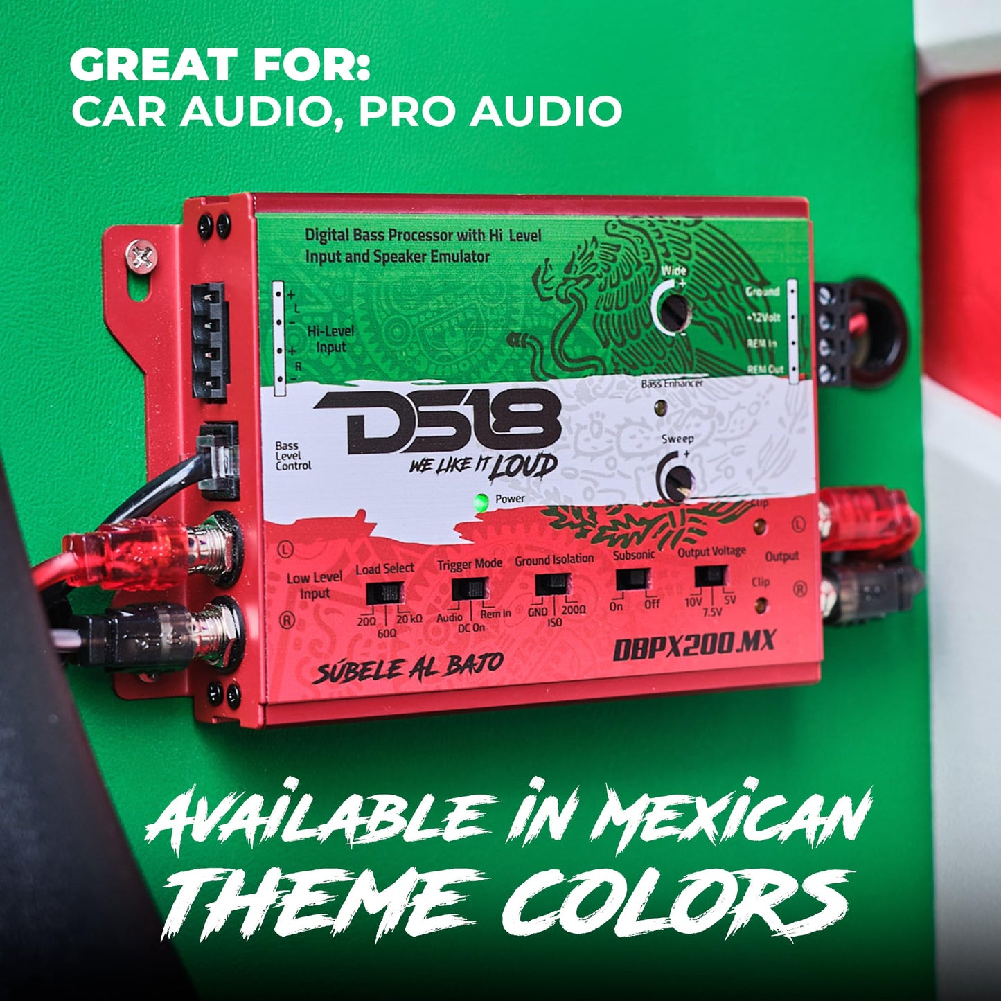 DS18 DBPX200 Procesador Digital de Graves con convertidor de señal de Alta a Baja y emulador de Altavoces, procesador de restauración de Graves Digitales, Entrada/Salida de preamplificador de 2