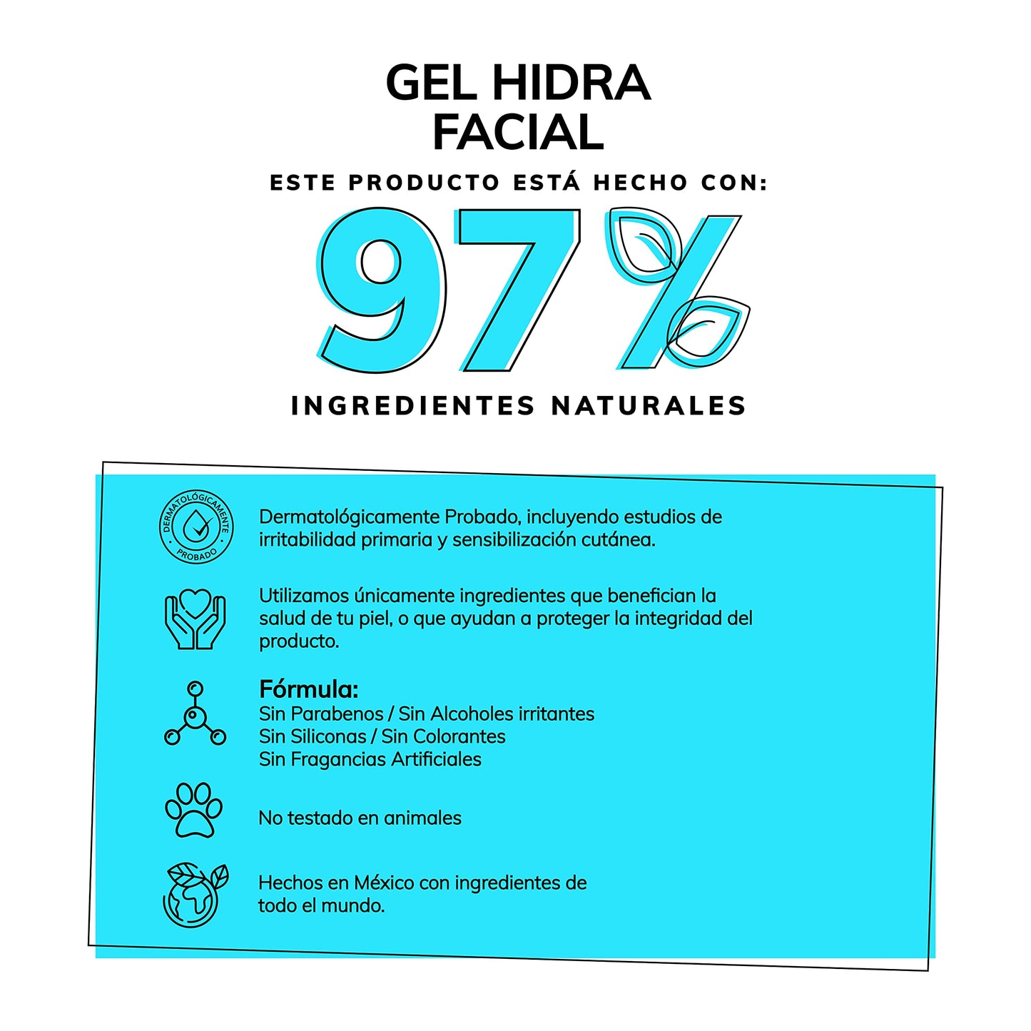 Gel Hidratante Facial con Ácido Hialurónico + Niacinamida + Alga Wakame | 97% Ingredientes Naturales | Hidratación Extrema | Suavidad | Aumenta la Luminosidad Natural de tu Piel | Oil-Free | Ideal Para Todo Tipo de Piel | Crema Hidratante facial de rápida