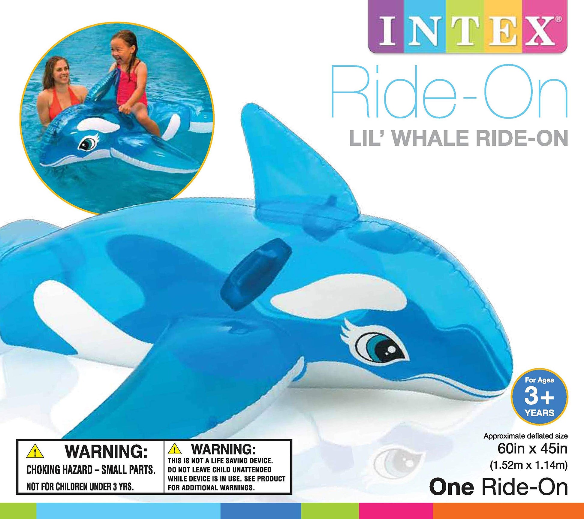 Intex Lil' Whale Ride-On, 60 x 45 Pulgadas, para Mayores de 3 años