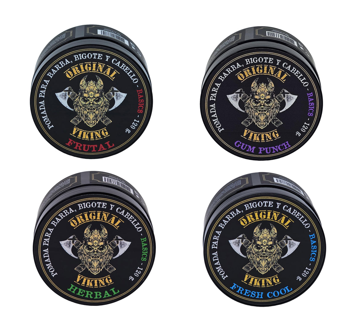 ORIGINAL VIKING Pomada Gum Punch 2 Pack – Pomada para Cabello Hombre Fijación Media con Aroma Dulce y Fresco | Modelado Preciso Larga Duración | Para Cabello y Barba | Vegano, Sin Parabenos, Base Agua | 2 x 120g (240g)