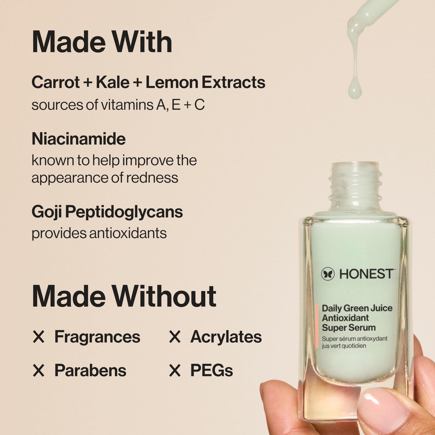 HONEST BEAUTY Daily Green Juice Antioxidant Super Serum by Honest for Unisex - 1 oz Serum