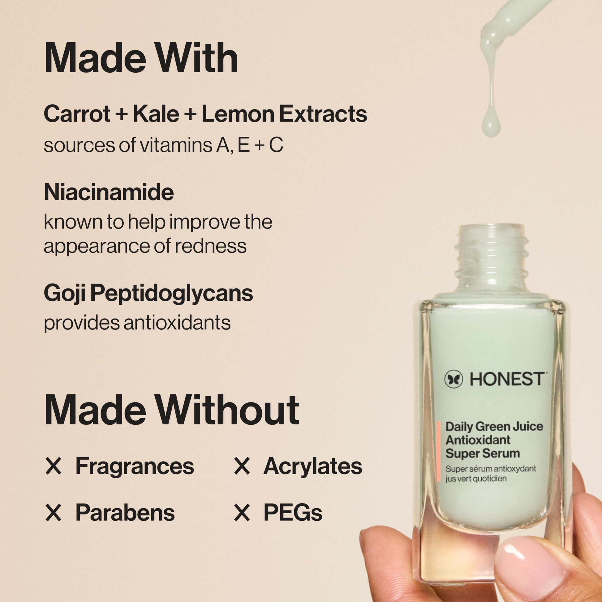 HONEST BEAUTY Daily Green Juice Antioxidant Super Serum by Honest for Unisex - 1 oz Serum
