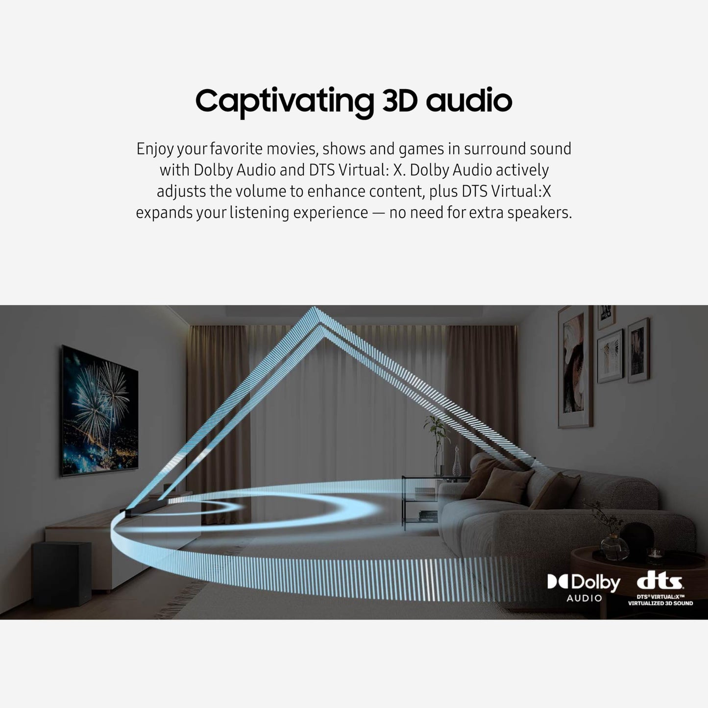 Barra de Sonido Samsung HW-B550D Negro con Audio Dolby y Subwoofer Inalámbrico 2024