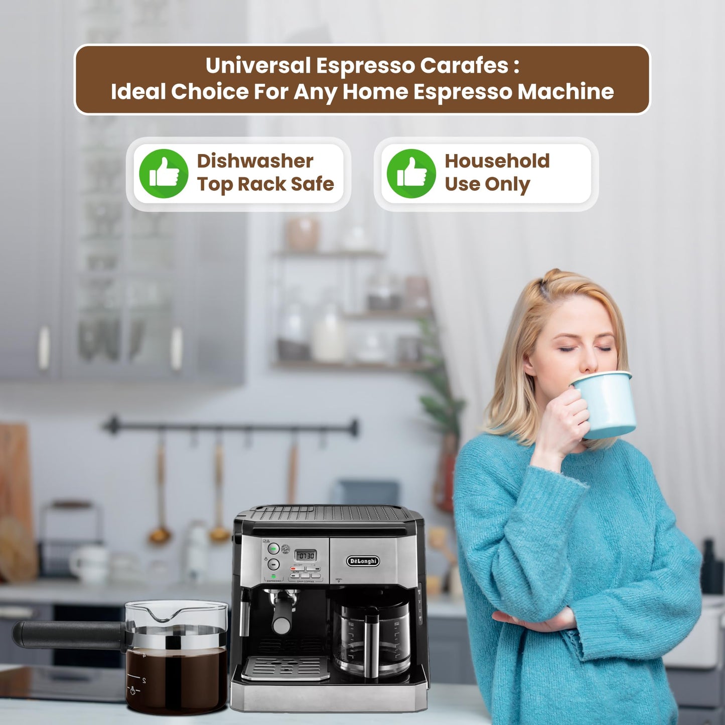 CAFÉ BREW COLLECTION Jarra de repuesto universal de vidrio expreso, jarra de repuesto para máquina de expreso Medelco, jarra de repuesto negra de 4 tazas para Hamilton Beach, Mr.Coffee, Breville