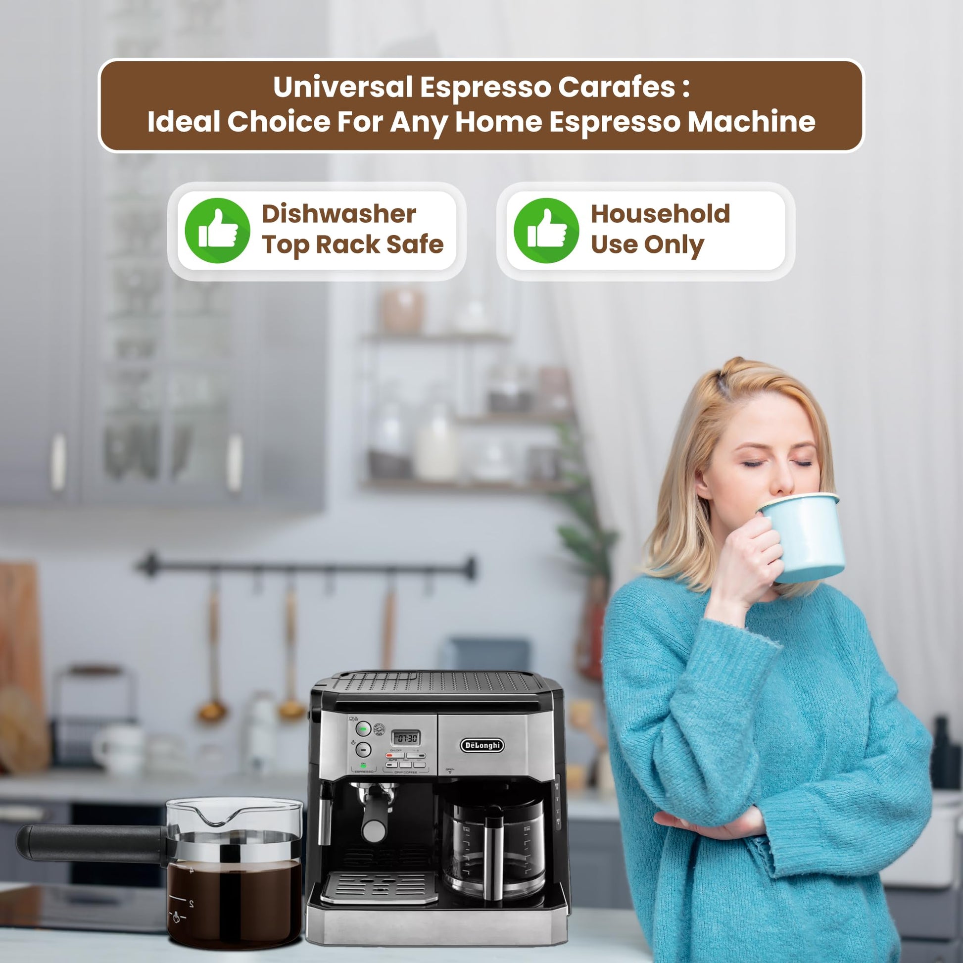 CAFÉ BREW COLLECTION Jarra de repuesto universal de vidrio expreso, jarra de repuesto para máquina de expreso Medelco, jarra de repuesto negra de 4 tazas para Hamilton Beach, Mr.Coffee, Breville