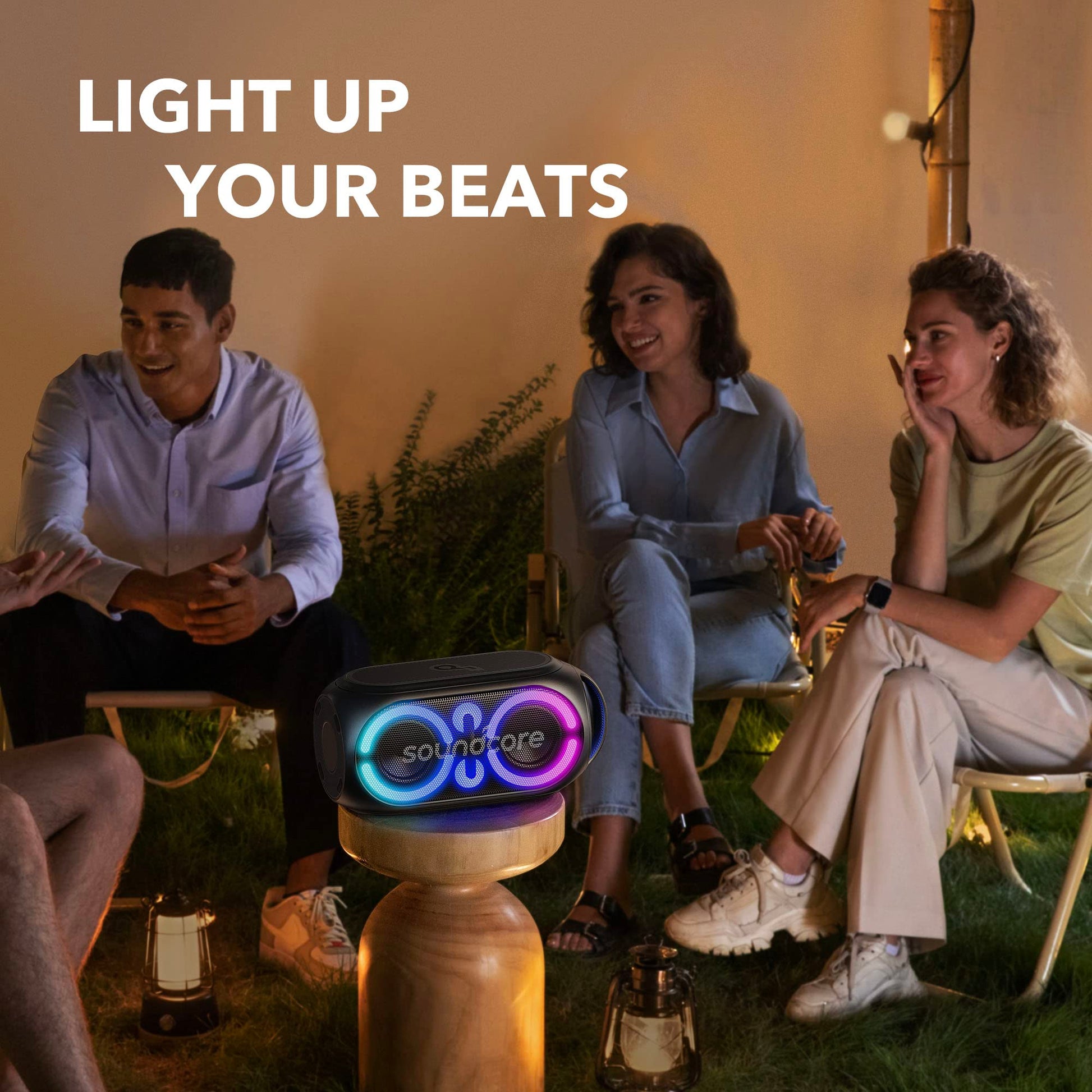 Soundcore Anker Rave Party 2 Altavoz portátil, Sonido estéreo de 120 W, espectáculo de luz, IPX4 Resistente al Agua, 16hrs de reproducción, Entrada de micrófono, Ecualizador Personalizado