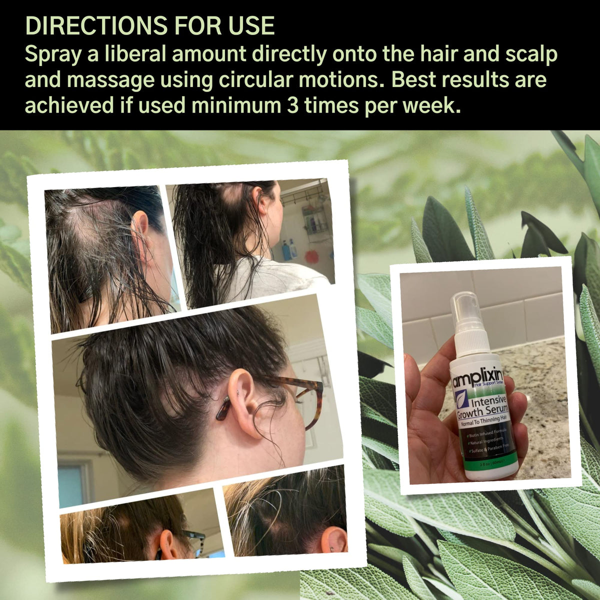 Suero Intensivo para Crecimiento de Cabello Amplixin Biotin Libre de Sulfato para Hombre y Mujer