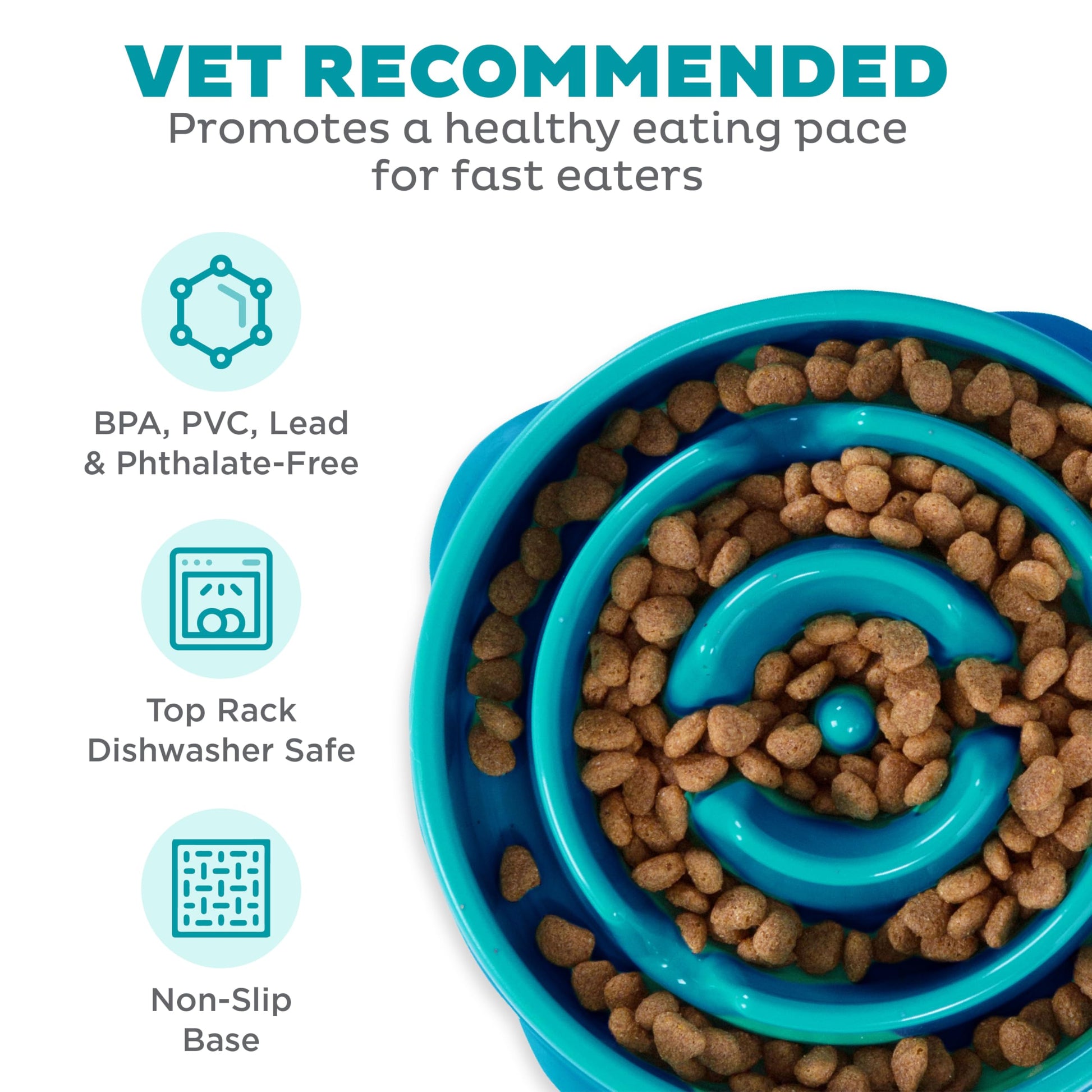 Plato de Comida Lenta Outward Hound Turquesa Mediano para Perros