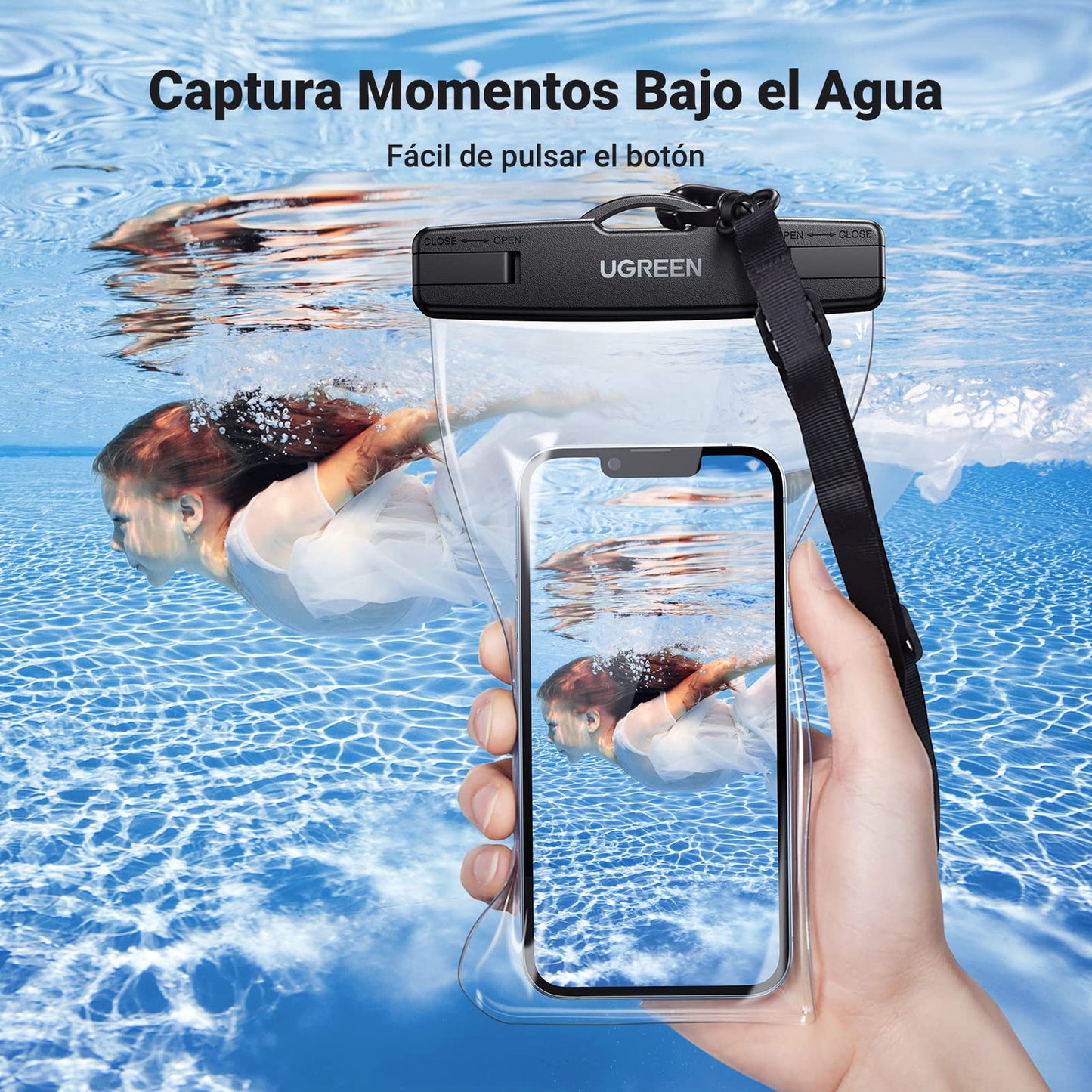 Funda Impermeable UGREEN Azul para Celular iPhone Galaxy Redmi, 7.2 Pulgadas, Pack de 2