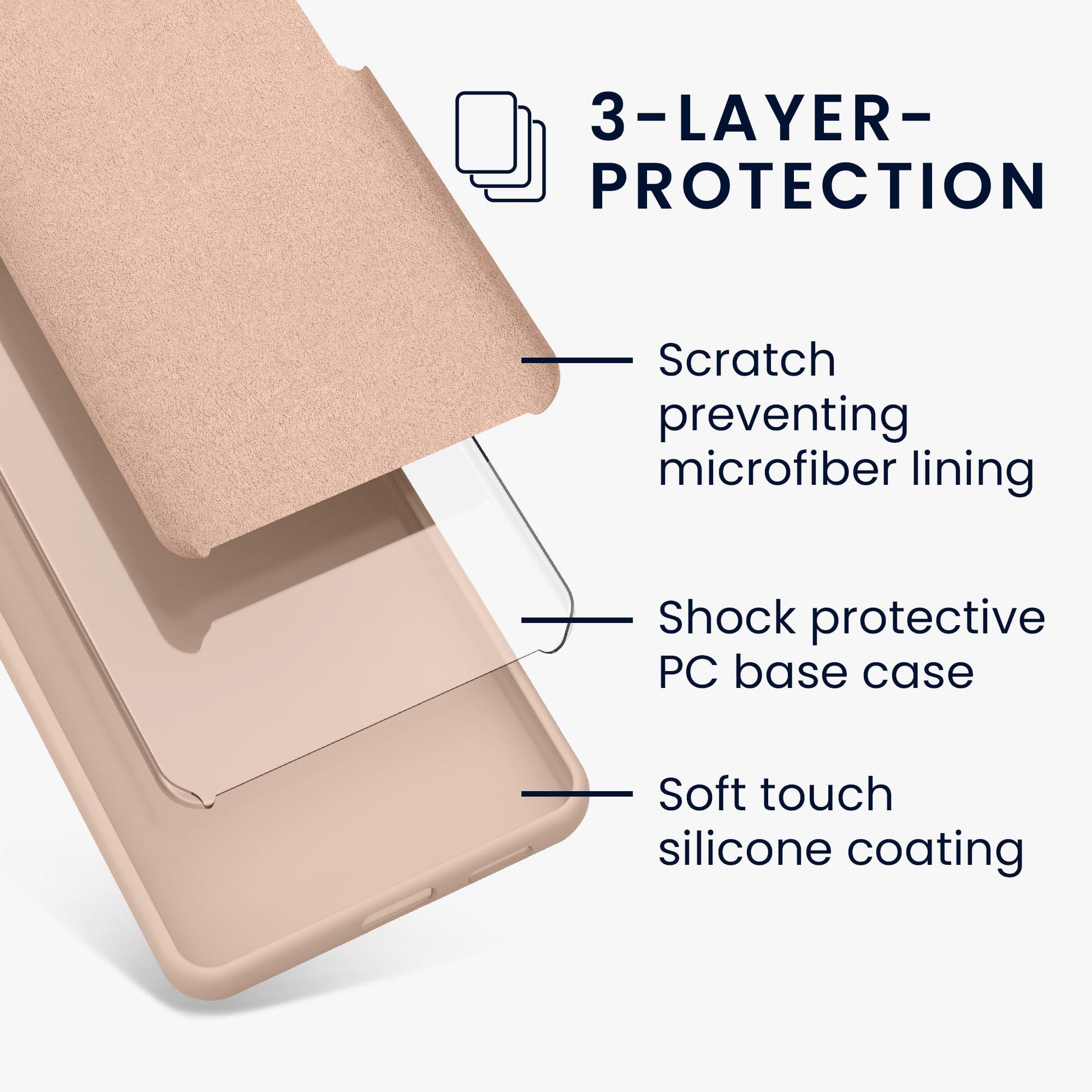 kwmobile Carcasa Compatible con Google Pixel 8a Funda - Case TPU y Silicona antigolpes - Apto Carga inalámbrica - Beige Rosa Claro