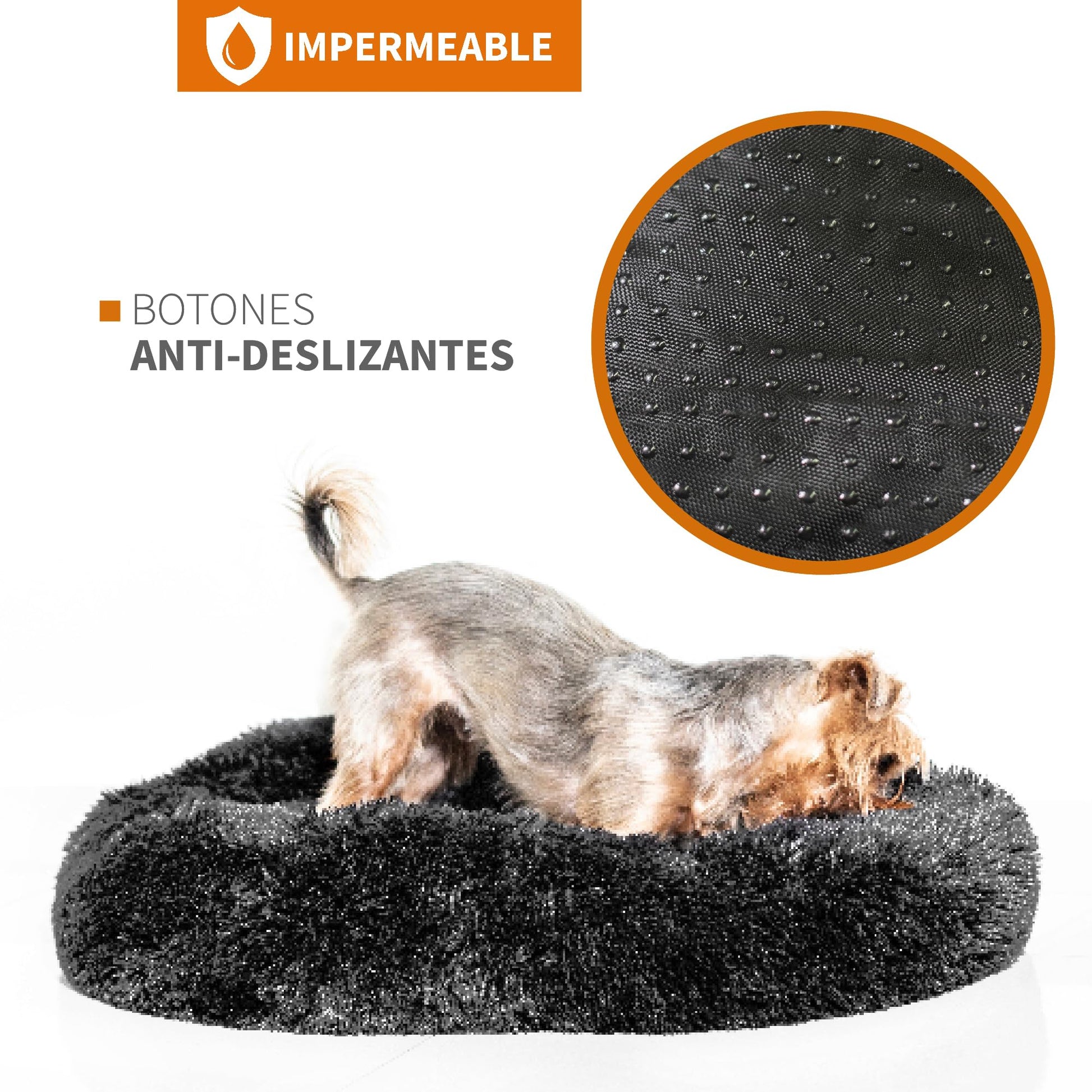 Cama para Mascotas PET TO BED Dark Grey Redonda Antiestrés Pequeña Afelpada Cómoda