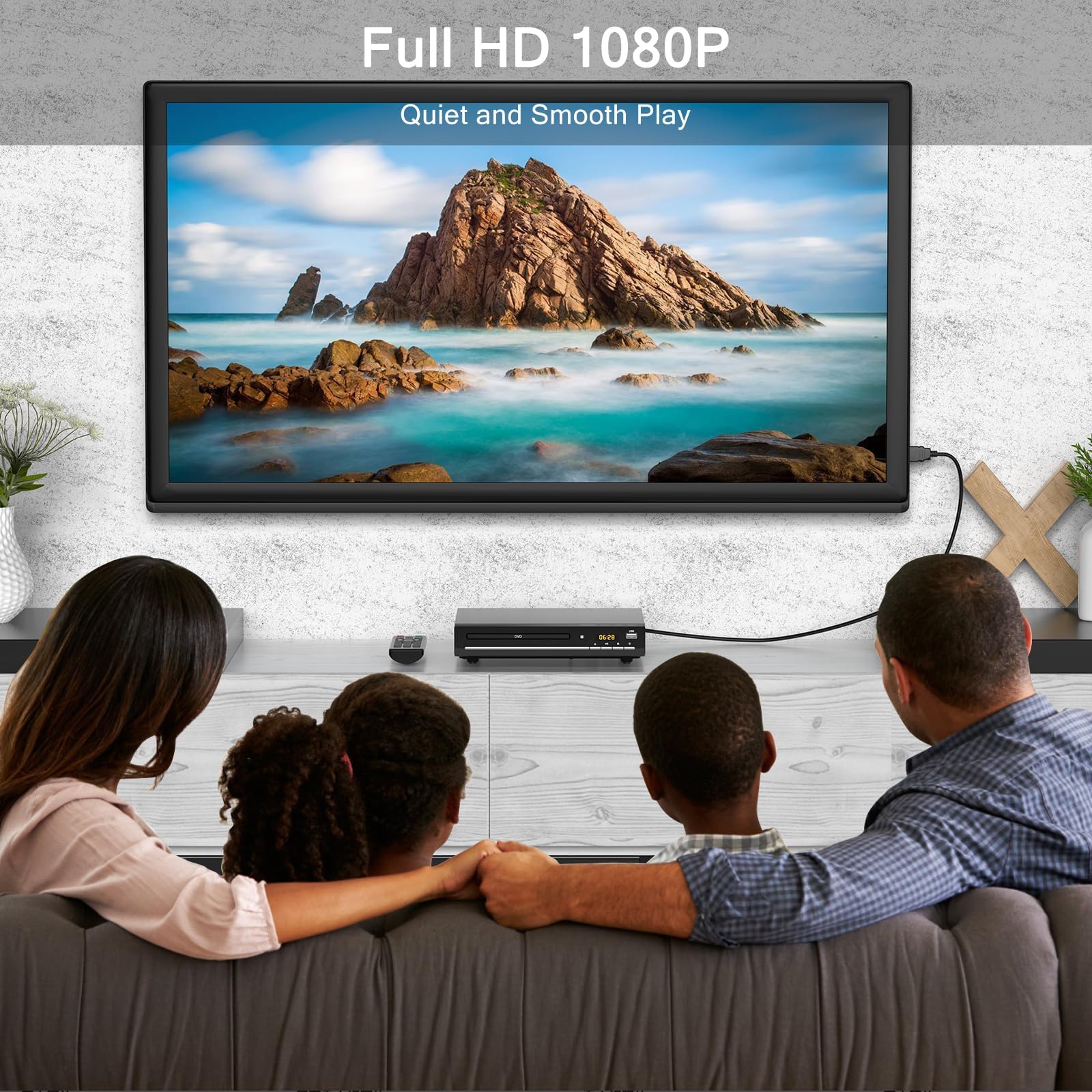 LOMENTICSAll-Region DVD Players for TV with HDMI，CD Player for Home Stereo System, HDMI and RCA Cable Included，Enjoy an Excellent Sound Quality Experience