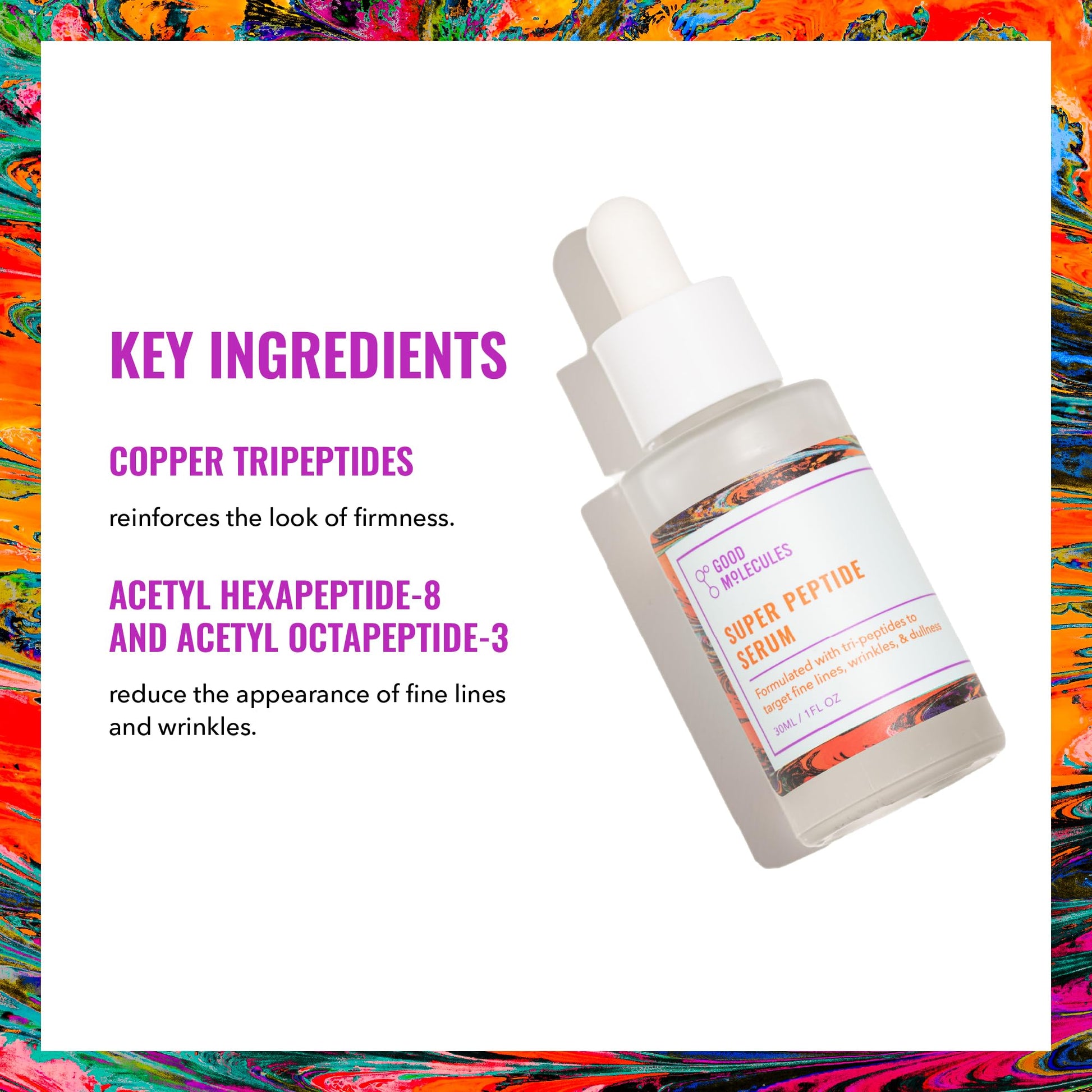 Good Molecules Super Peptide Serum 30ml/1oz - Anti-aging Facial Serum with Peptides and Copper Tripeptides to Brighten, Plump, Firm, Minimize Fine Lines, Wrinkles - Water-Based Skin Care For Face
